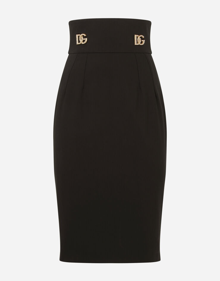 Sable slub midi skirt with crystal DG embellishment - 3