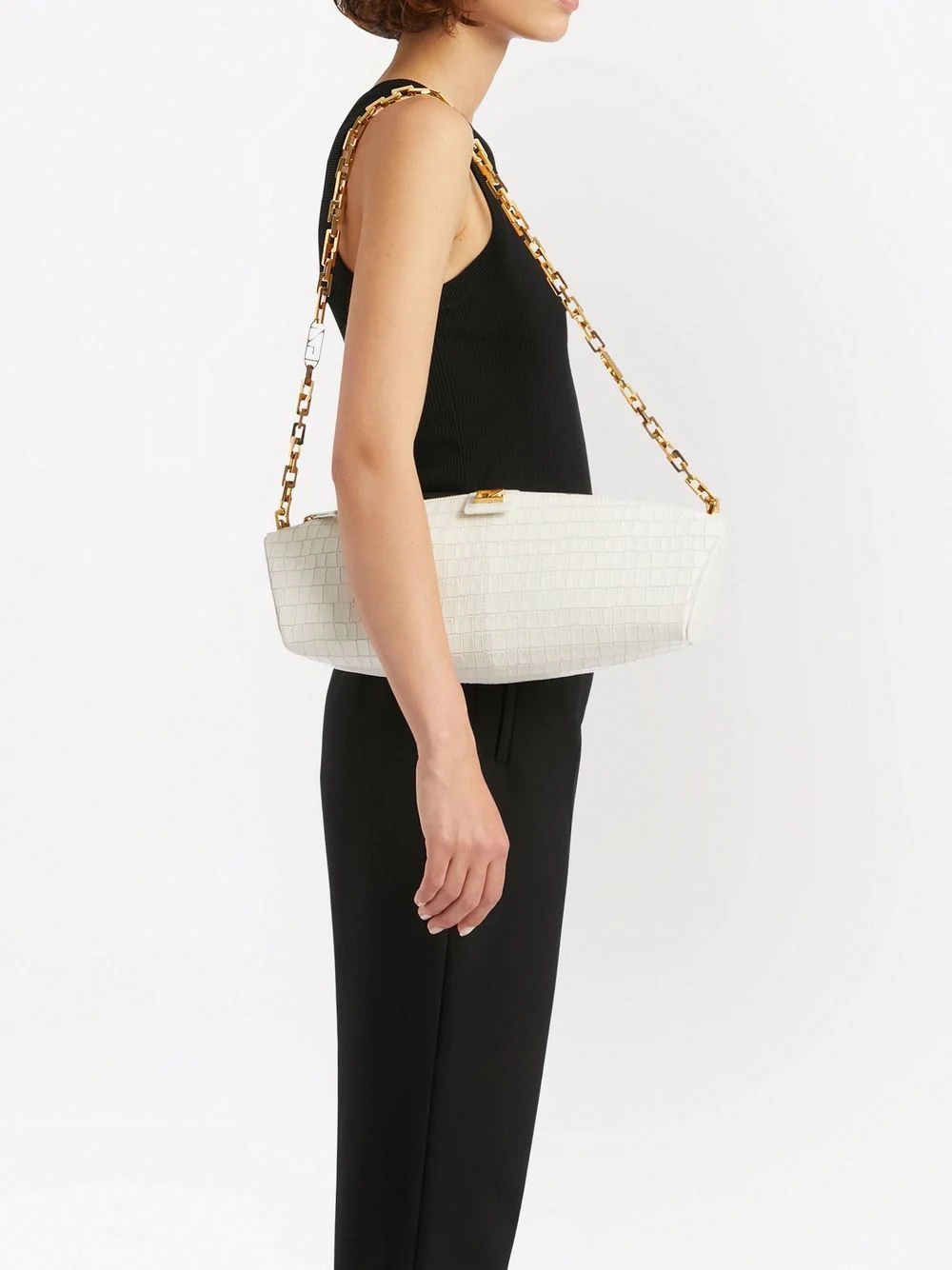 Jumbo crocodile-effect shoulder bag - 2