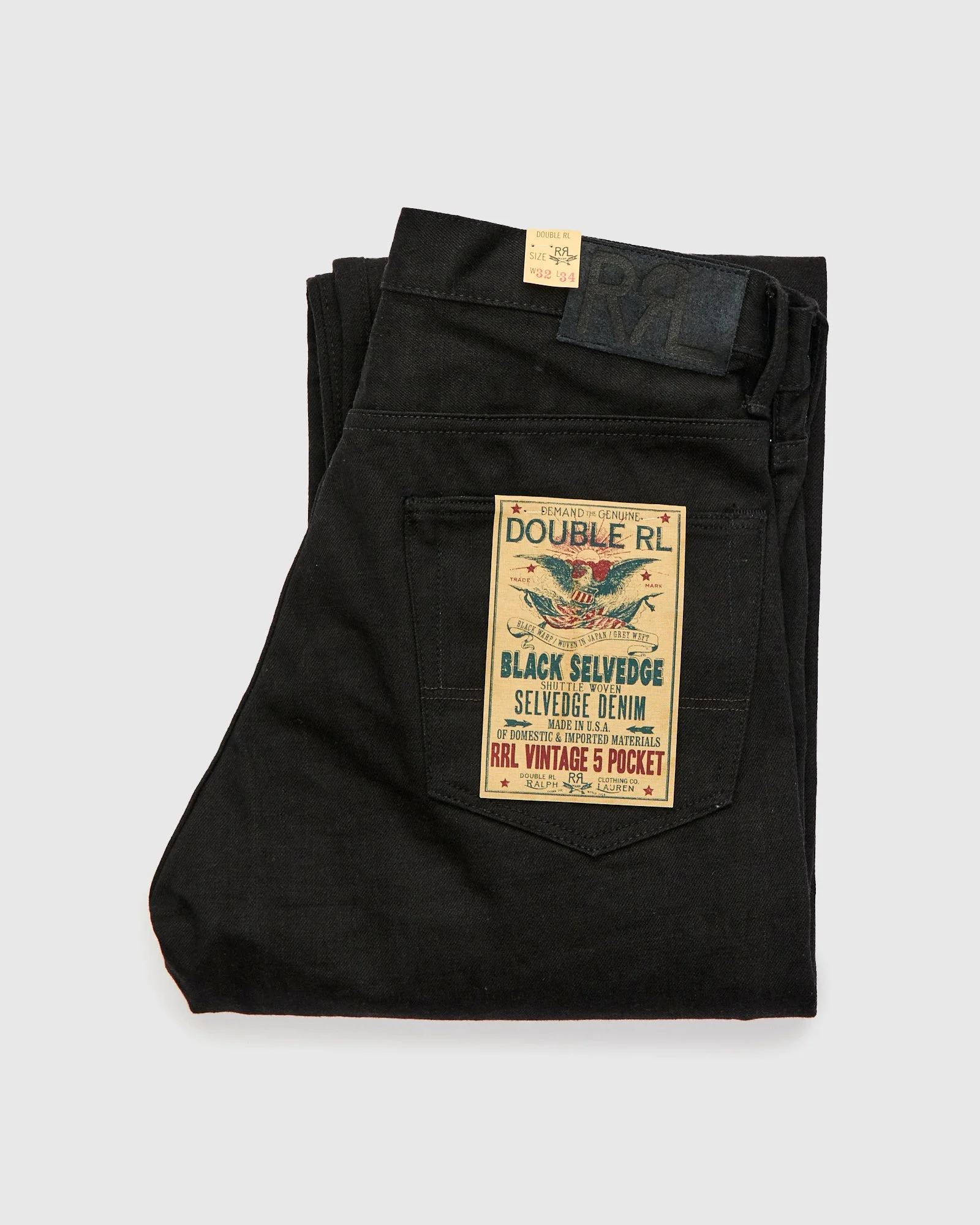 14oz Rinsed Black Selvedge Denim - Full Straight Fit - 1