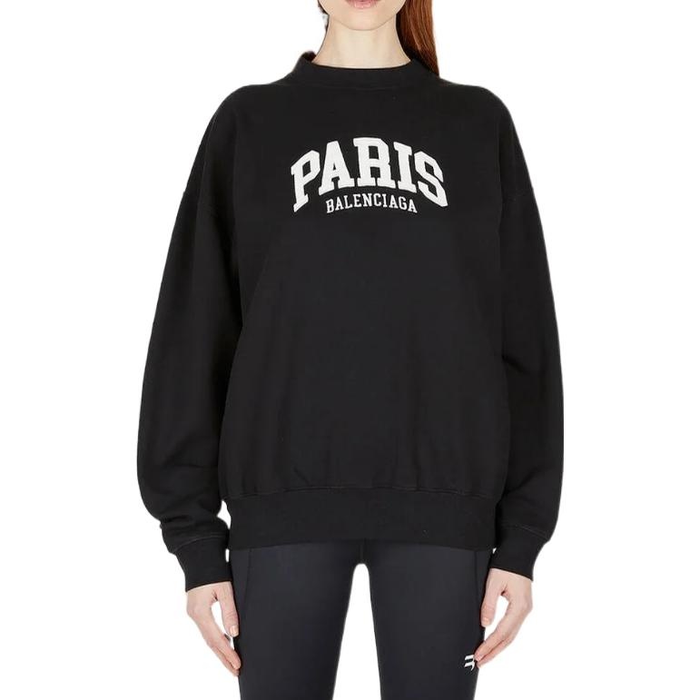 Balenciaga Cities Paris Crewneck Sweatshirt 'Black White' 676629TLVL81070 - 5