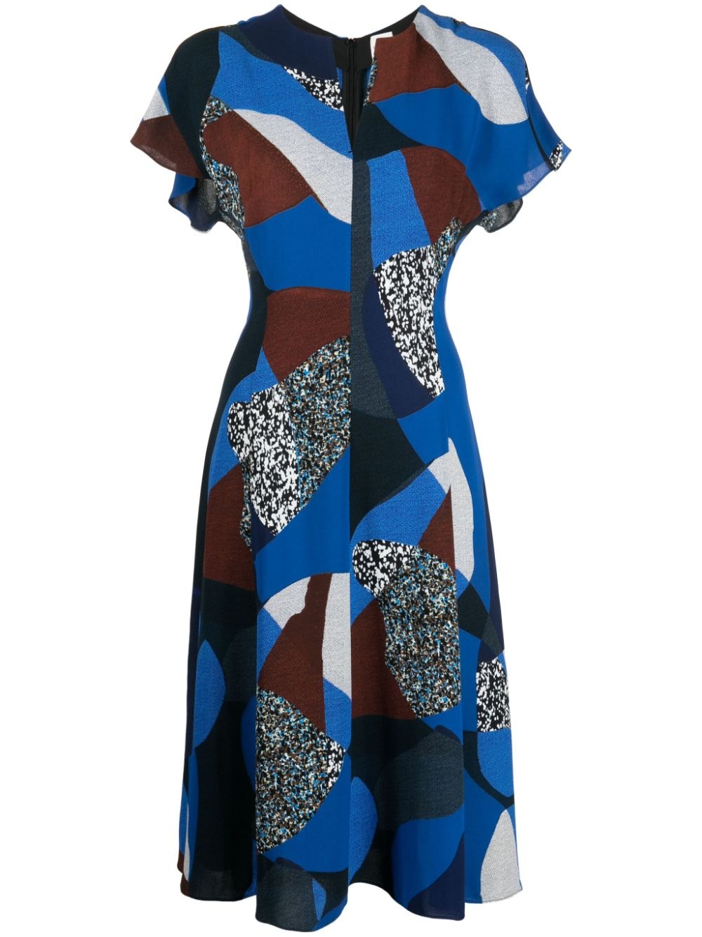 graphic-print V-neck midi dress - 1