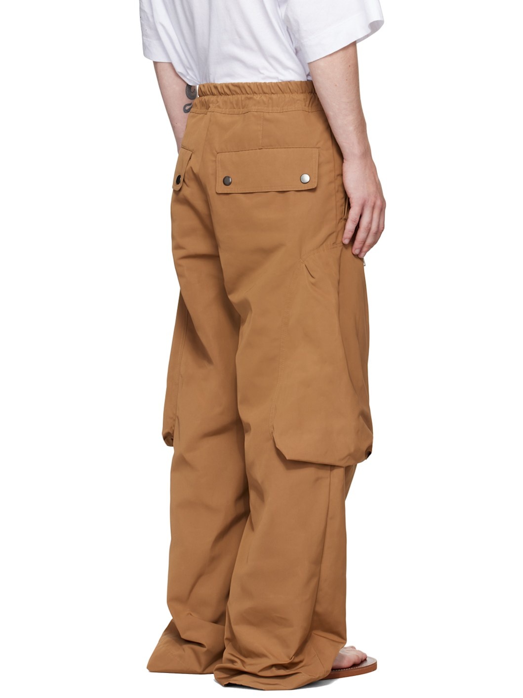 Tan Wide-Leg Cargo Pants - 3