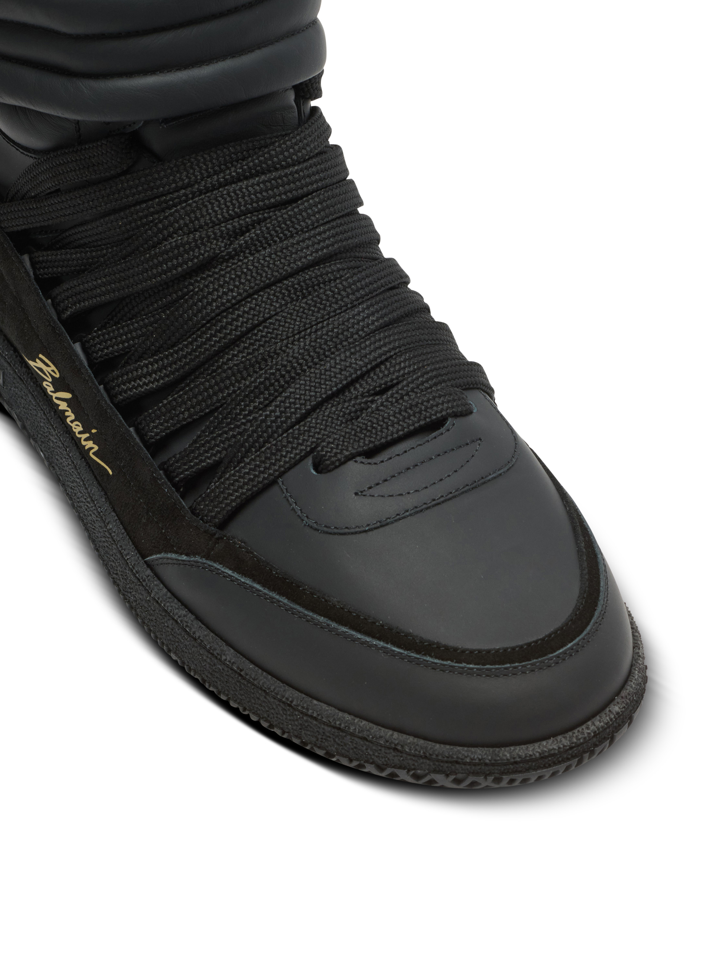 Leather Balmain Swan Mid-Top lace-up trainers - 8
