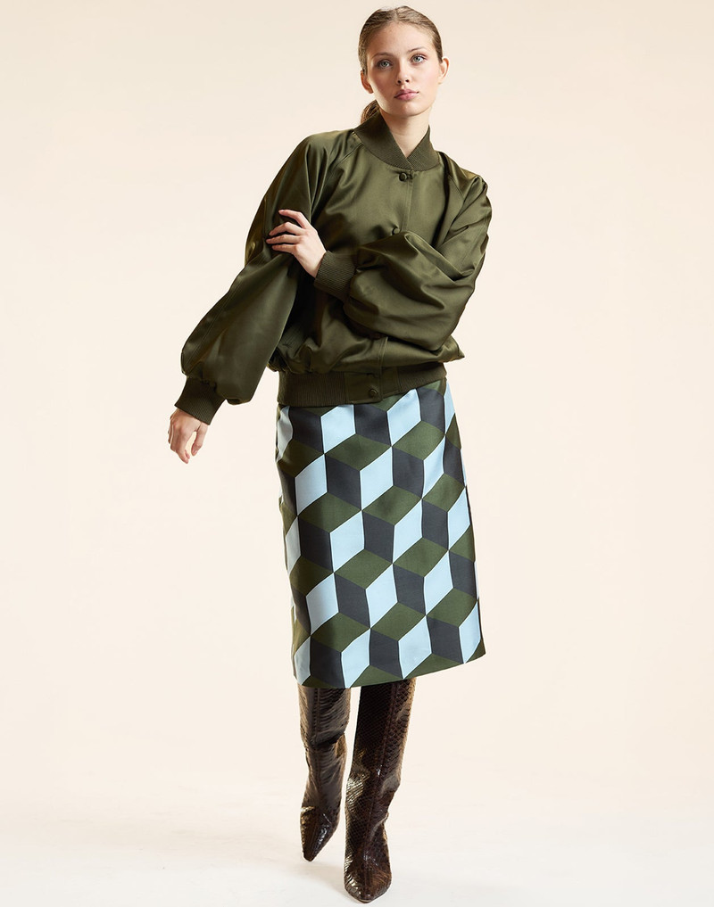 Art Deco Silk Wool Midi Skirt 3