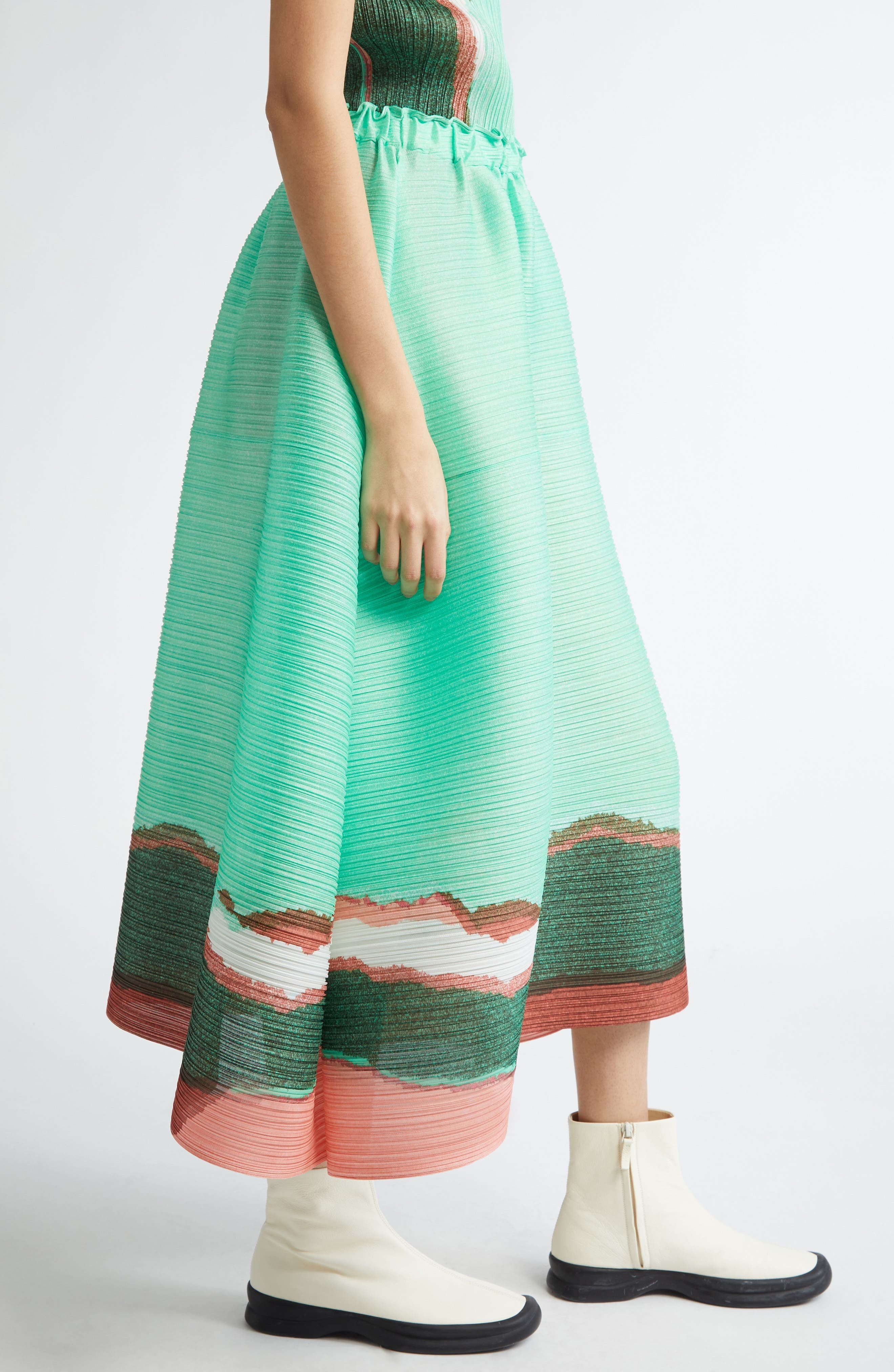 Pleats Please Issey Miyake Grainy Colors Pleated Midi Skirt in Mint Green at Nordstrom - 4