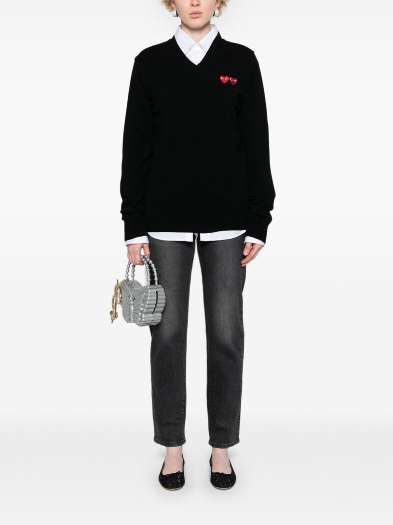 Comme des Garçons PLAY Heart-patch wool jumper outlook