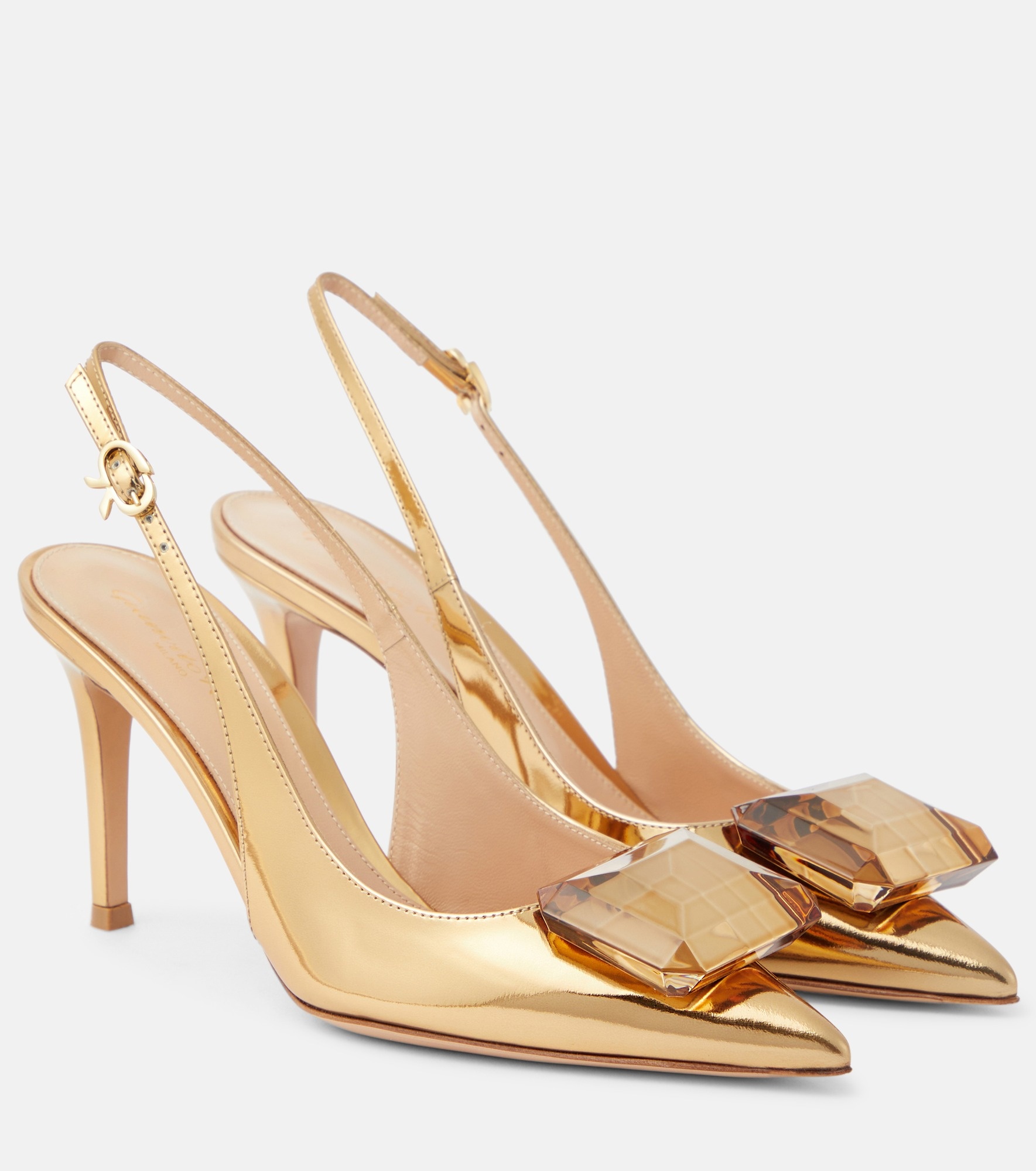 Jaipur metallic leather slingback pumps - 1