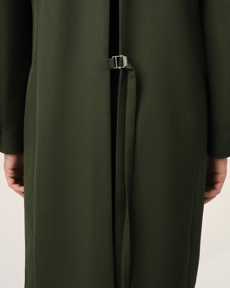 GREEN WOOL BACK SLIT LONG COAT 4