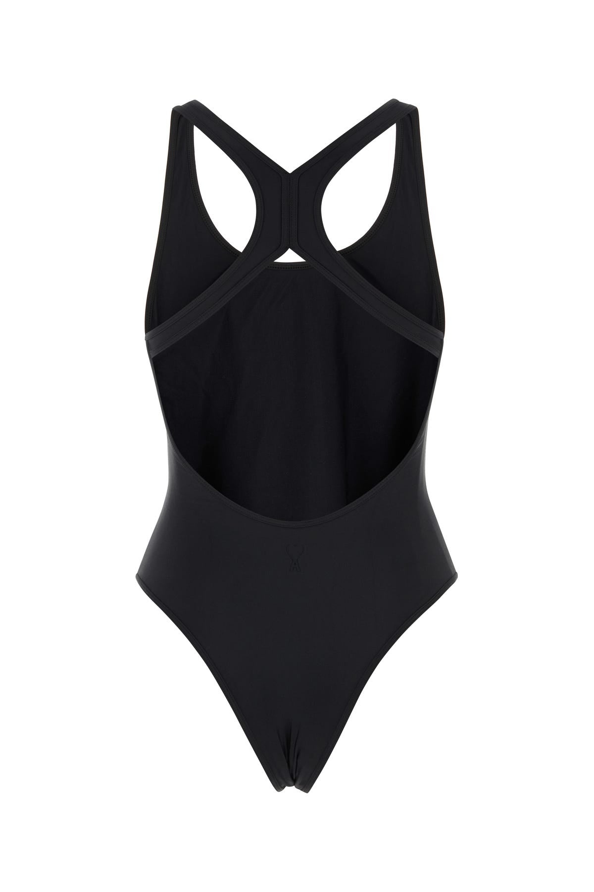 AMI Paris Black stretch nylon swimsuit | wananluxury