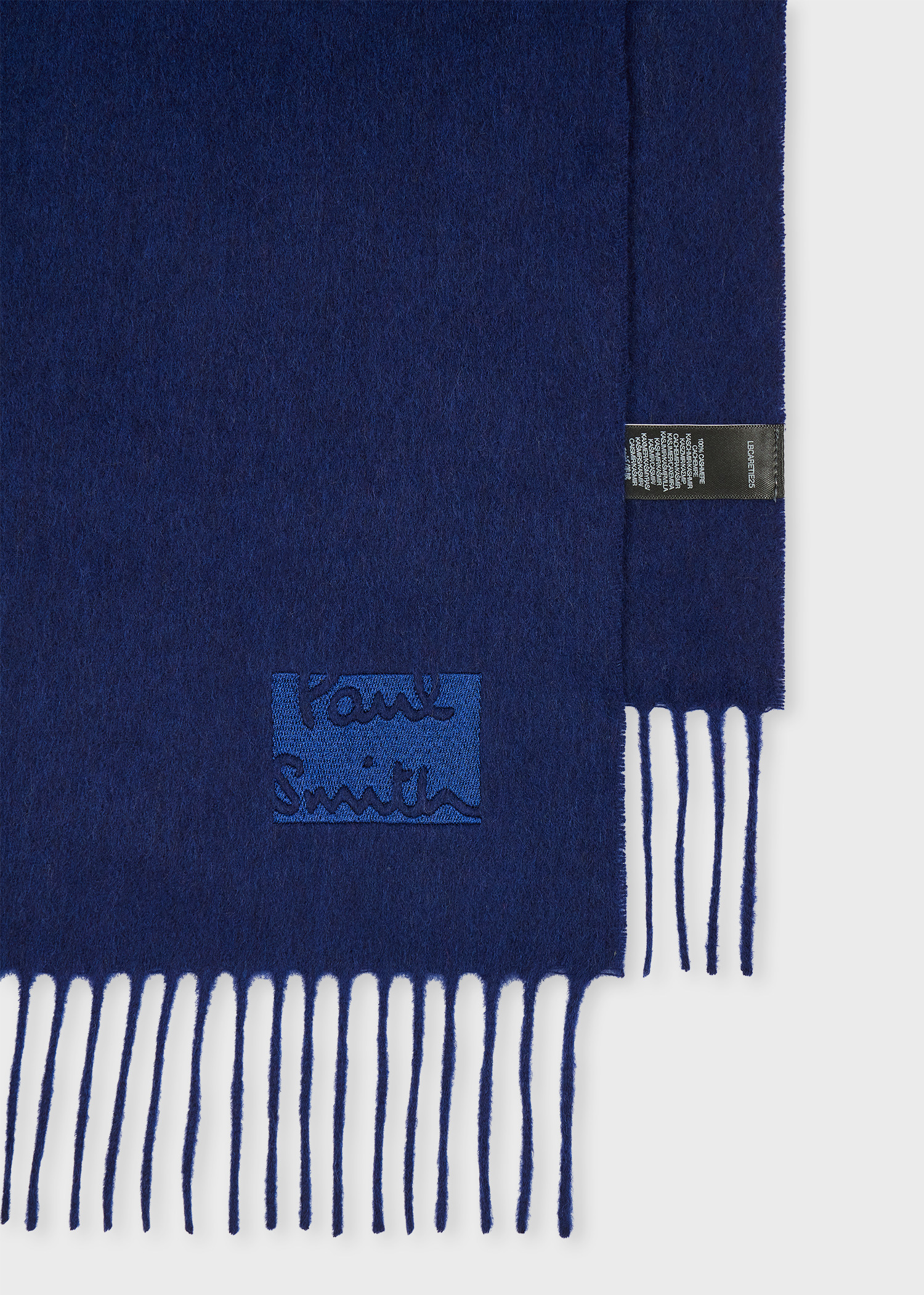Navy Blue Cashmere Logo Scarf - 2