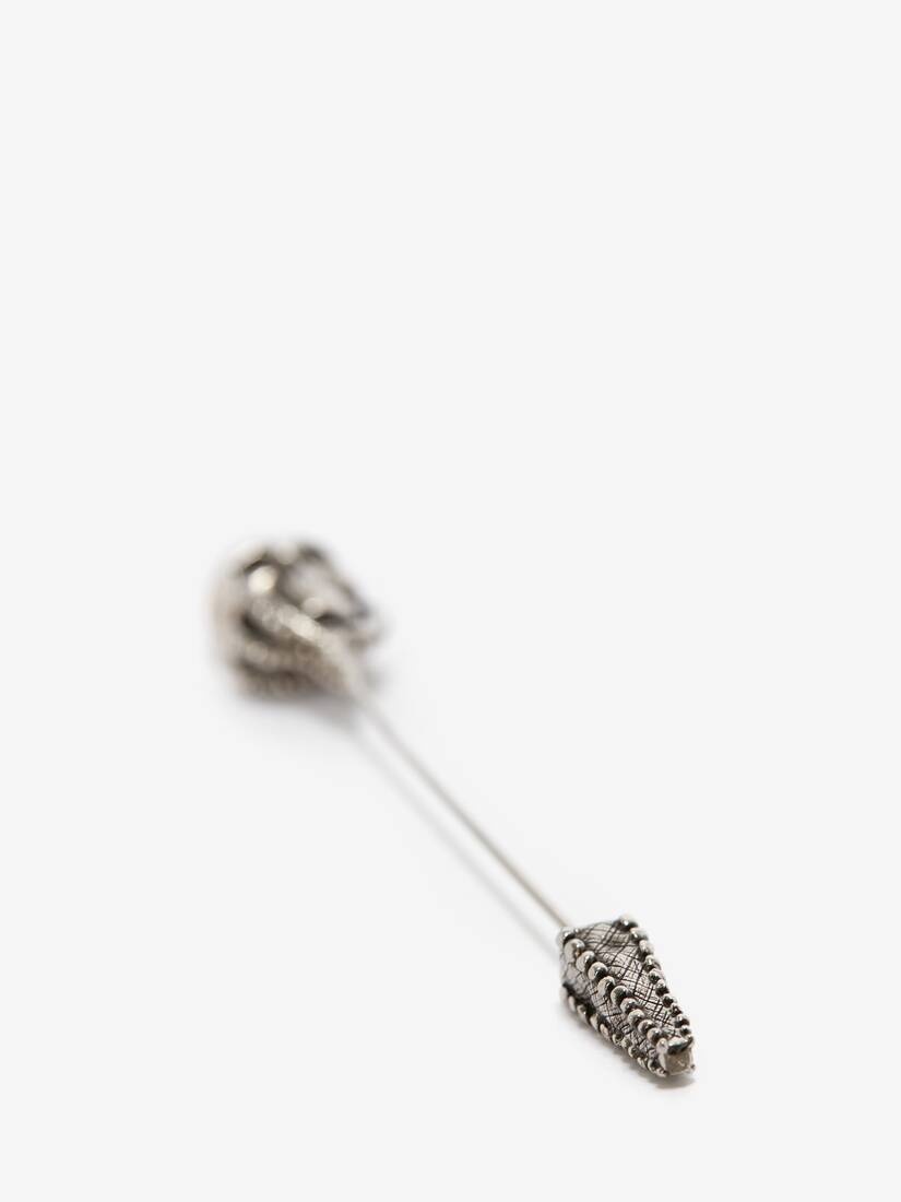Men's Victorian Skull Pin in Antique Silver - 2