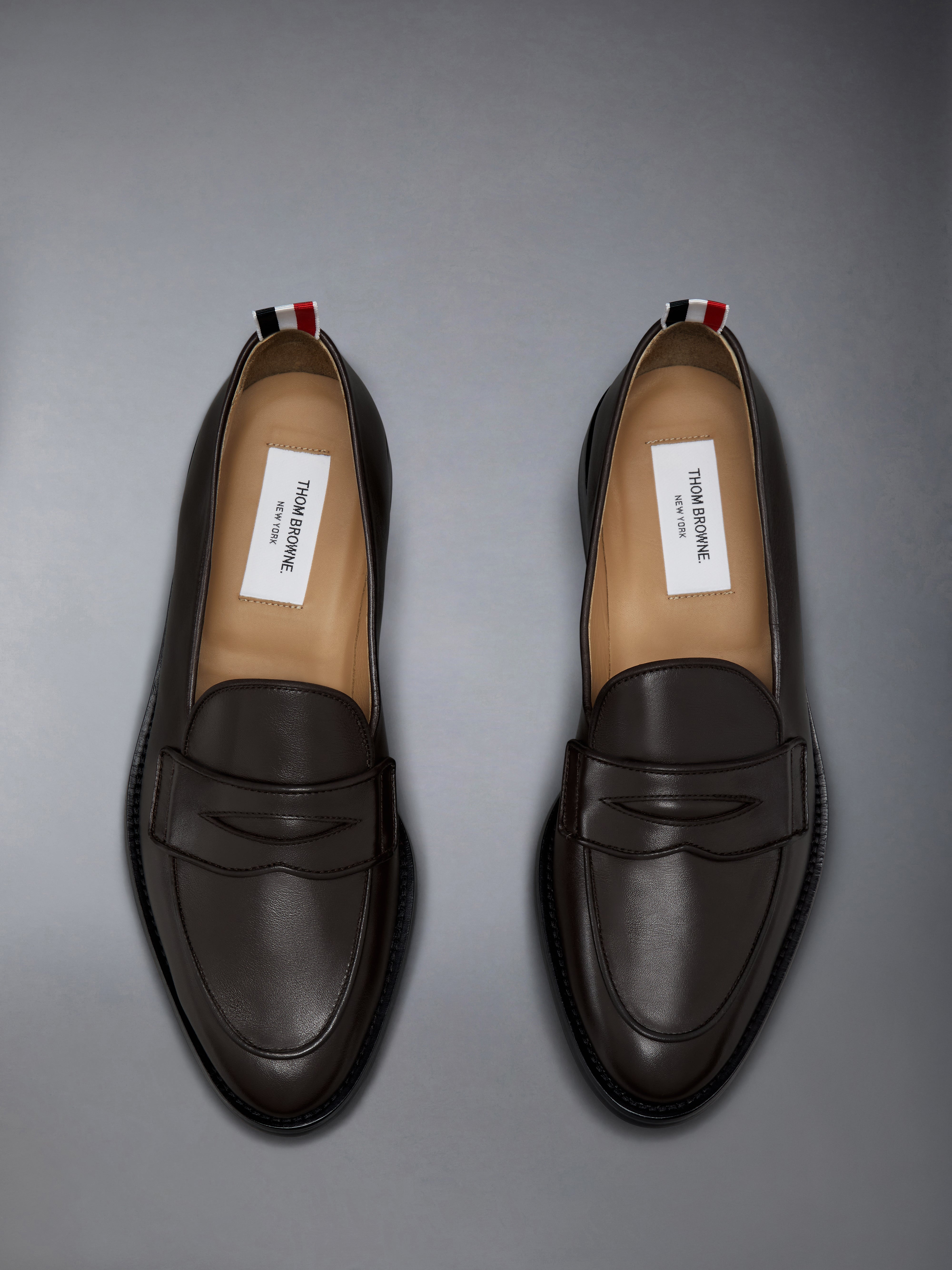 VITELLO CALF LEATHER VARSITY PENNY LOAFER - 5