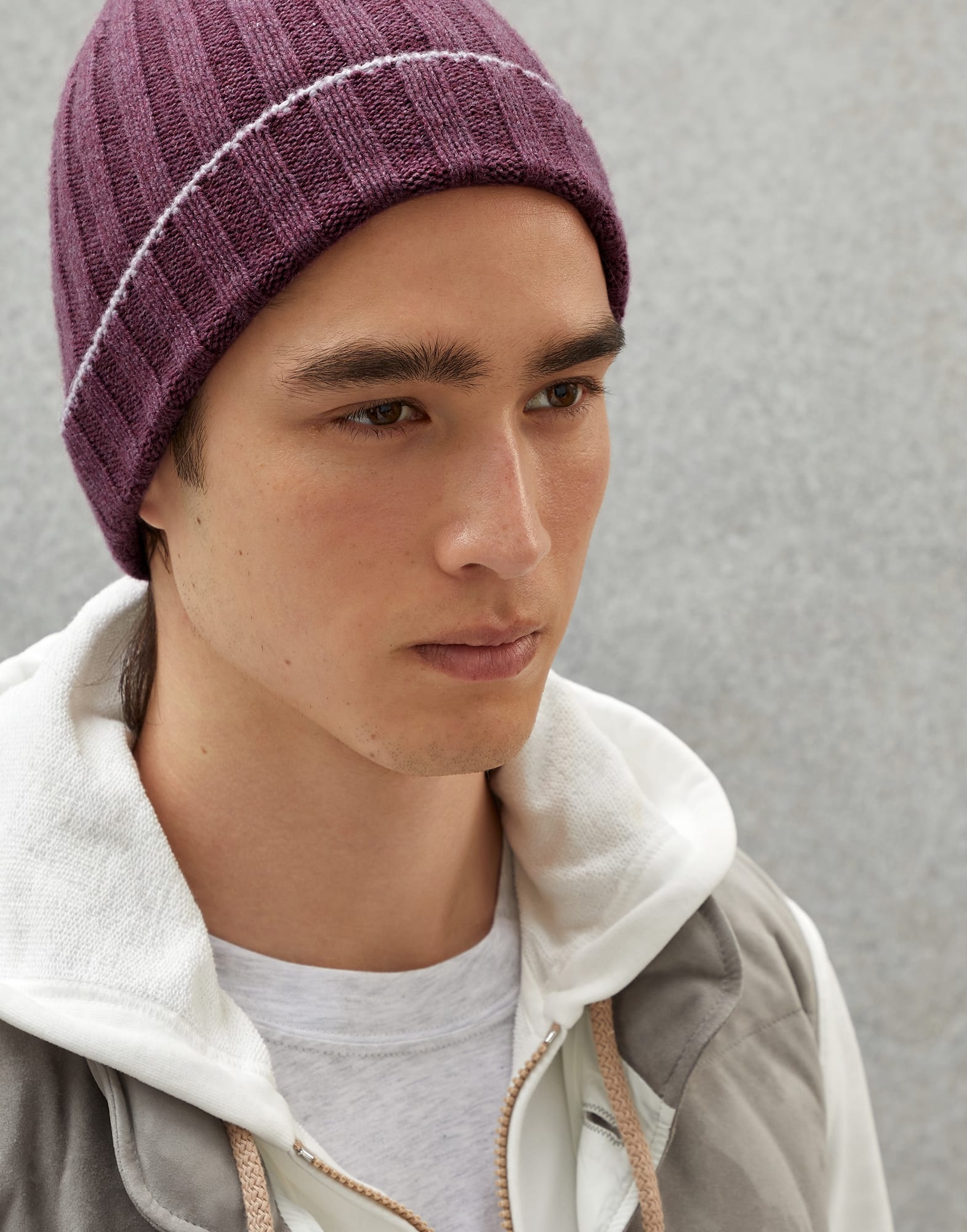 Cashmere rib knit beanie - 3