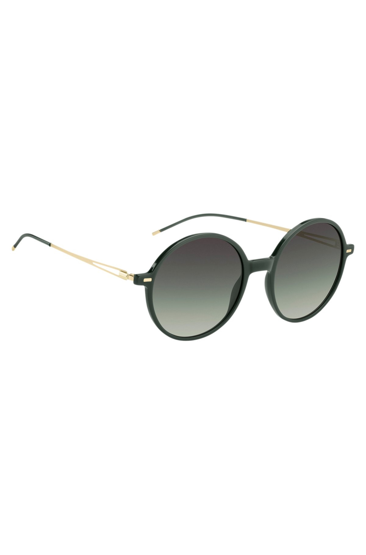 ROUND-FRAME SUNGLASSES IN GREEN ACETATE WITH BRANDED CHAIN - 4