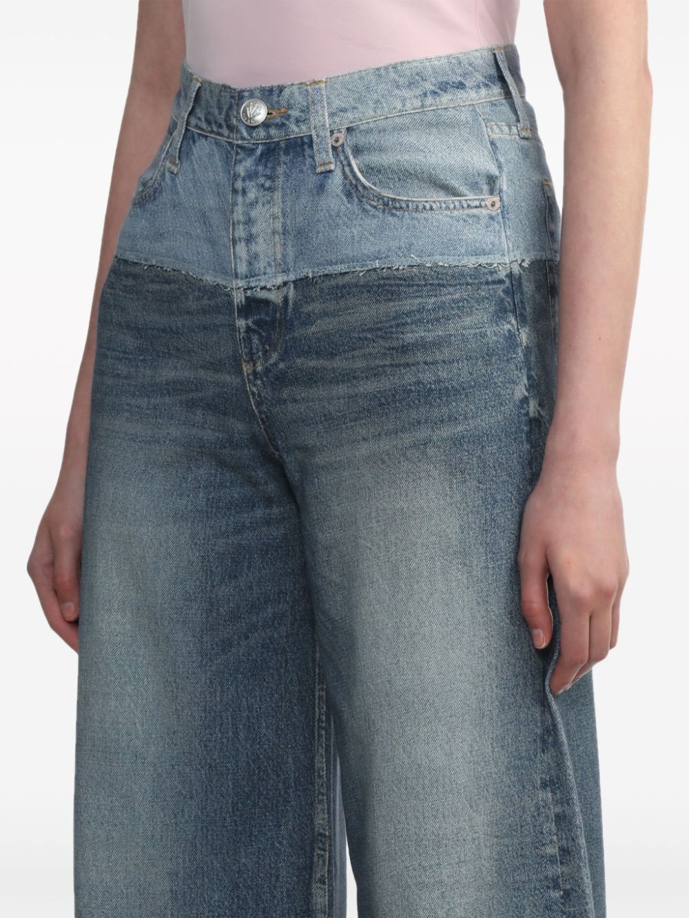 panelled two-tone wide-leg jeans - 5