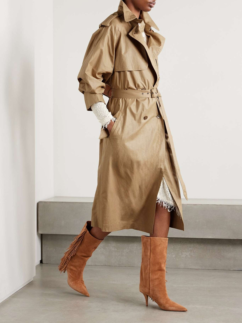 Isabel Marant Freanne belted double-breasted linen-blend trench coat Sand outlook