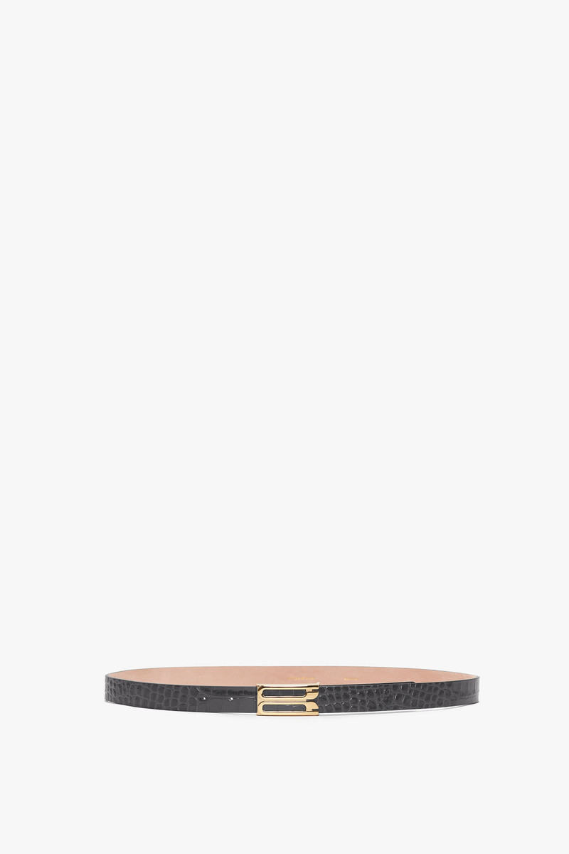 Frame Belt In Slate Grey Croc Embossed Calf Leather 1