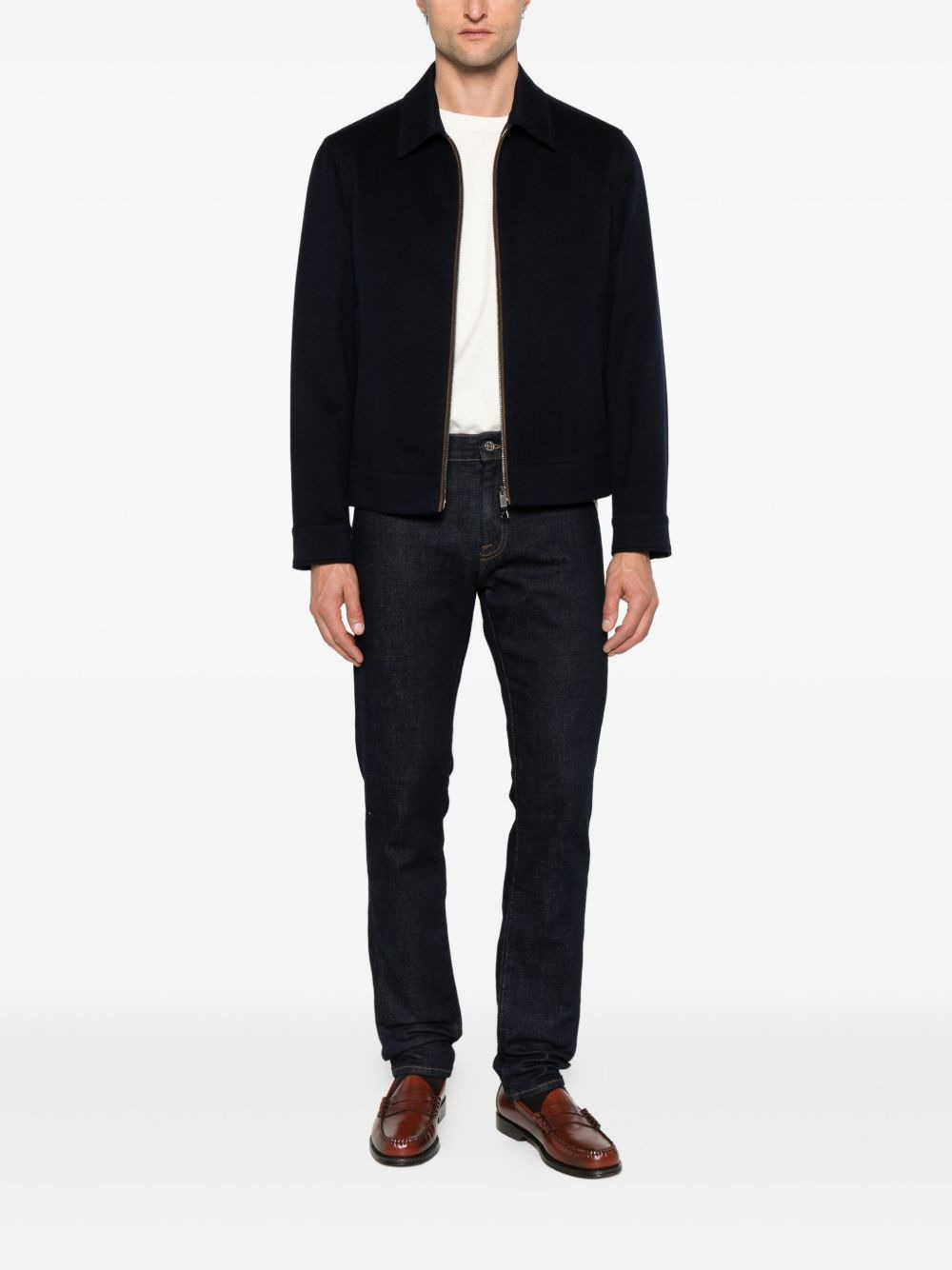 zip-fastening wool jacket - 2