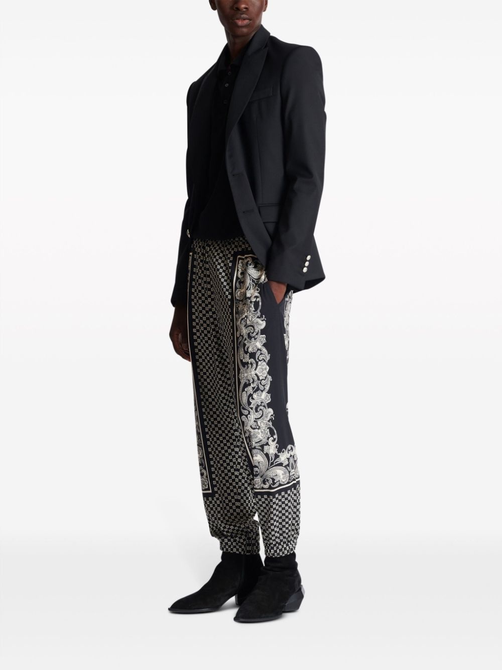 monigram-print elasticated-waistband track pants - 2