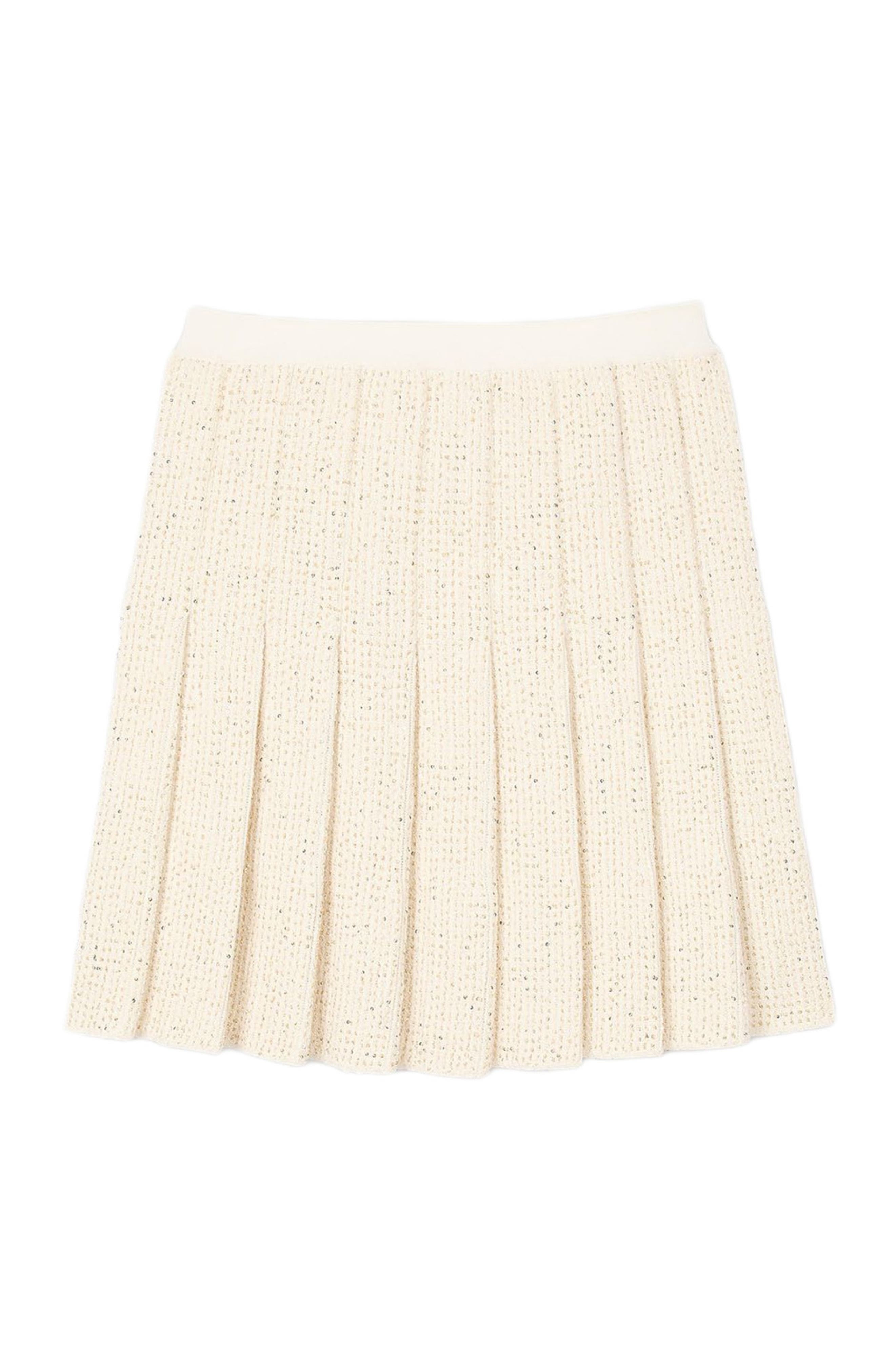 SANDRO Short tweed pleated skirt in Ecru at Nordstrom - 5