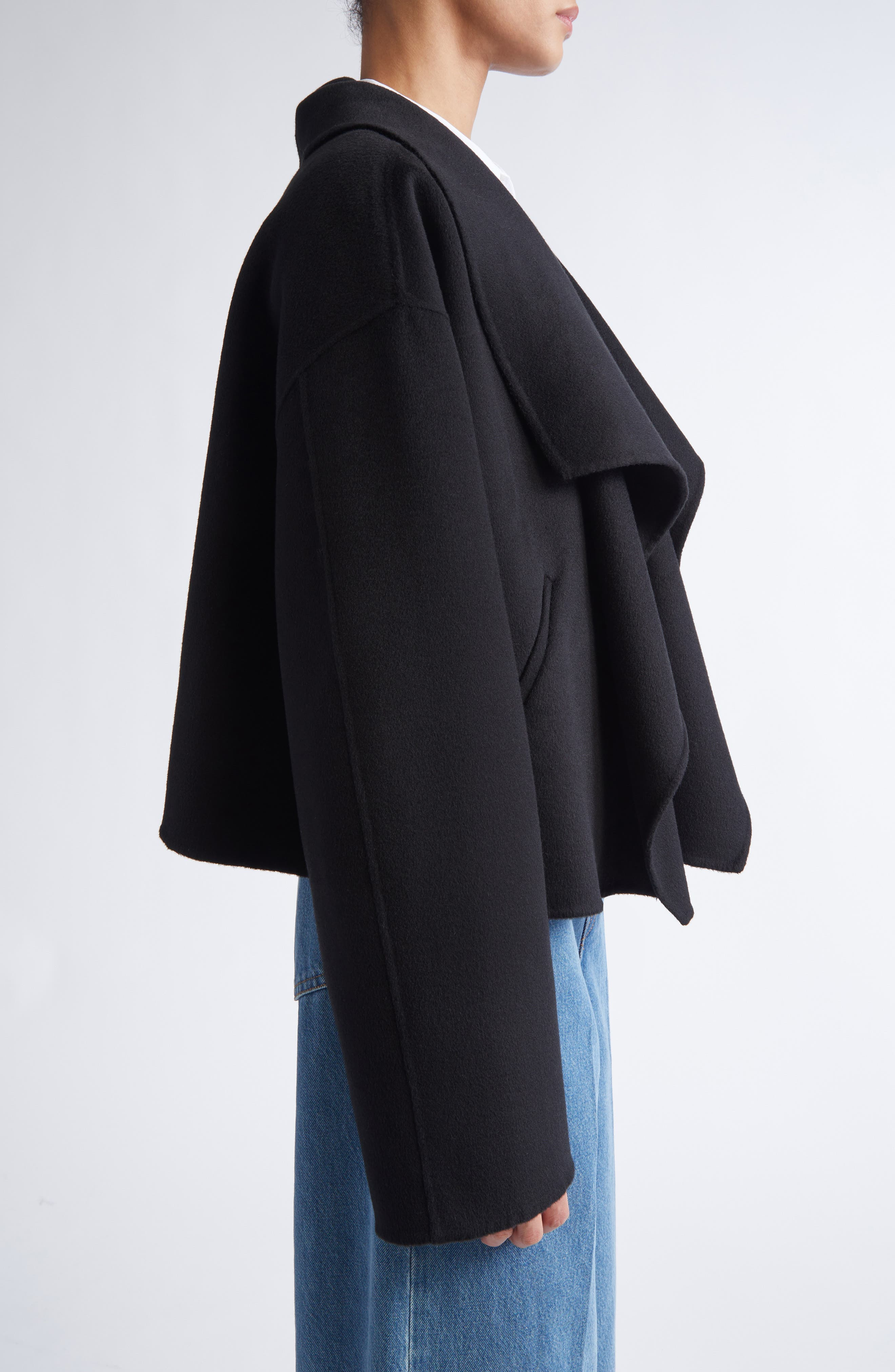 TOTEME Signature Double Face Wool Jacket in Black at Nordstrom - 4