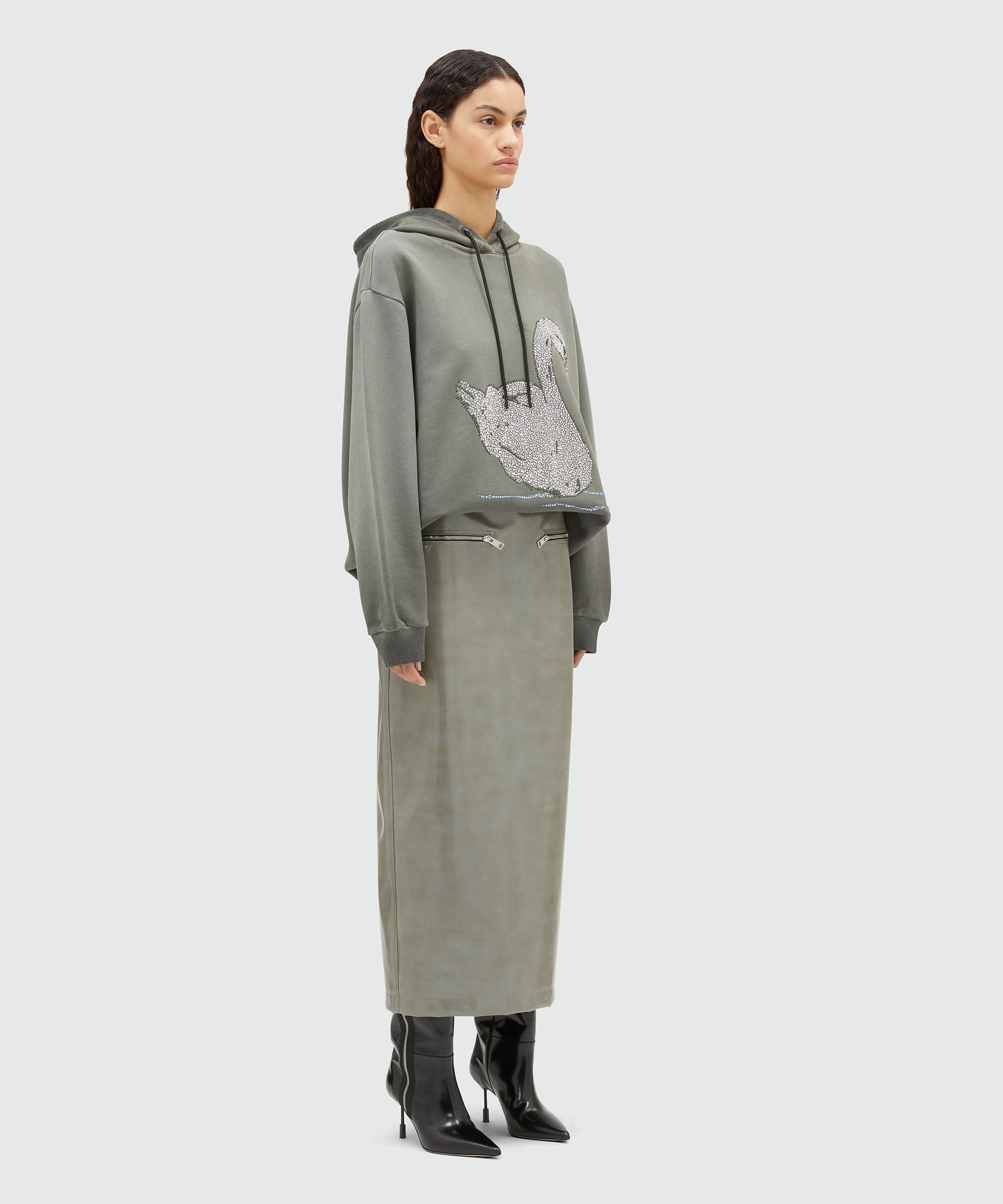 Faded-effect jersey sweatshirt with rhinestones - 4