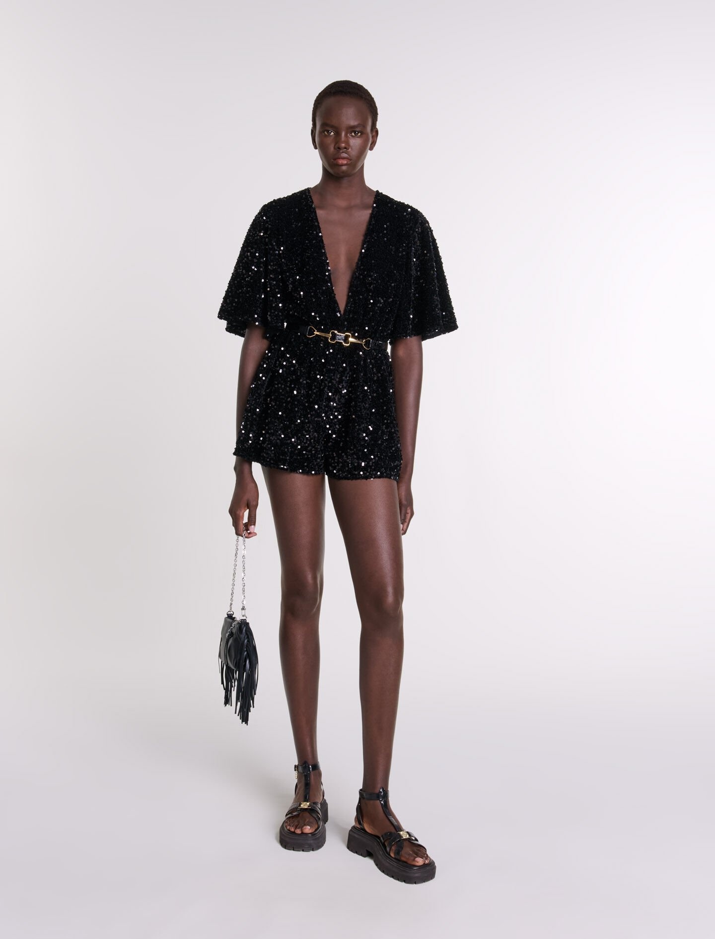 Sequinned velvet playsuit - 2