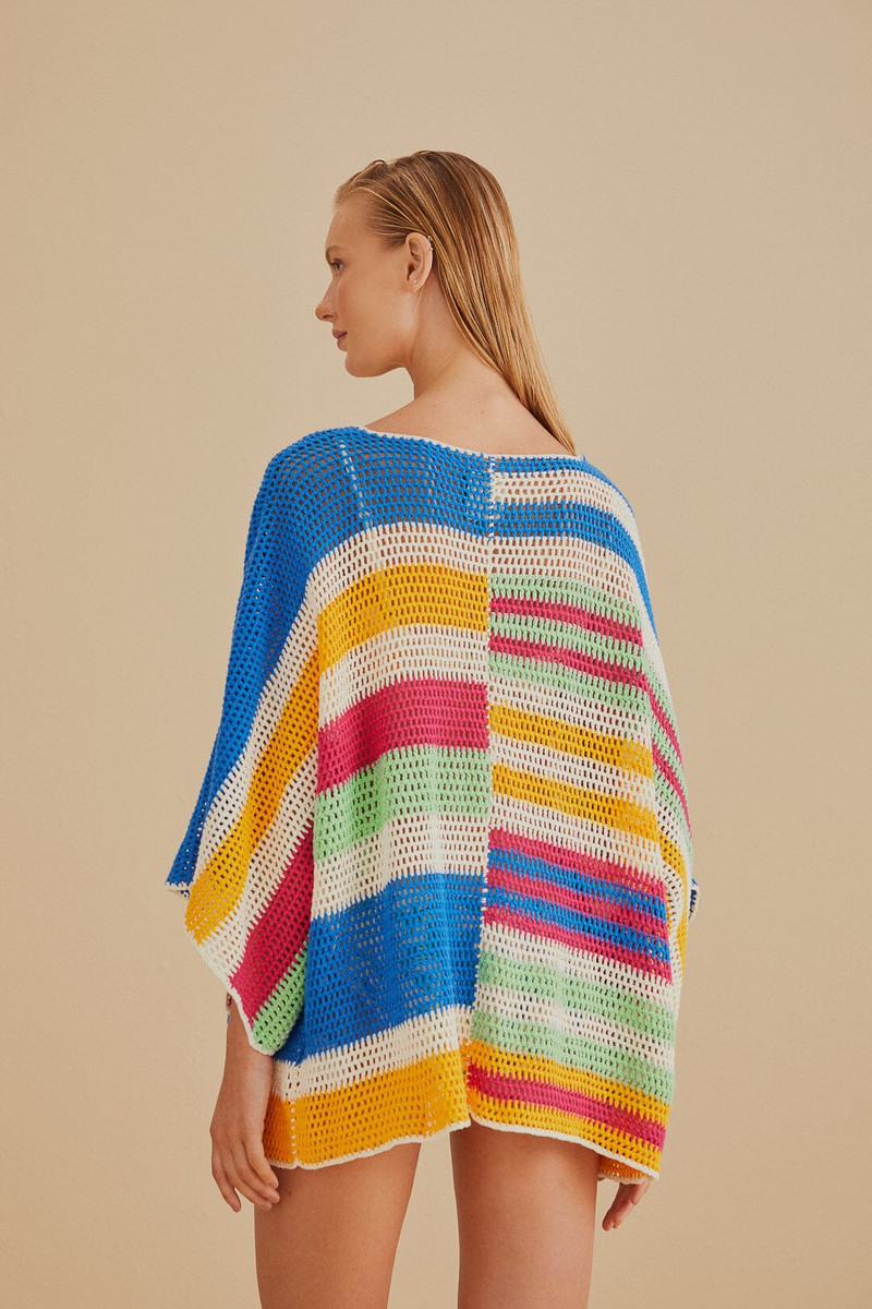Mixed Stripes Crochet Kimono 4