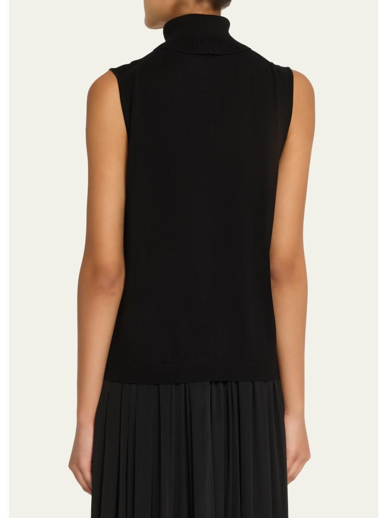 Sleeveless Matte Crepe Turtleneck Pullover 3