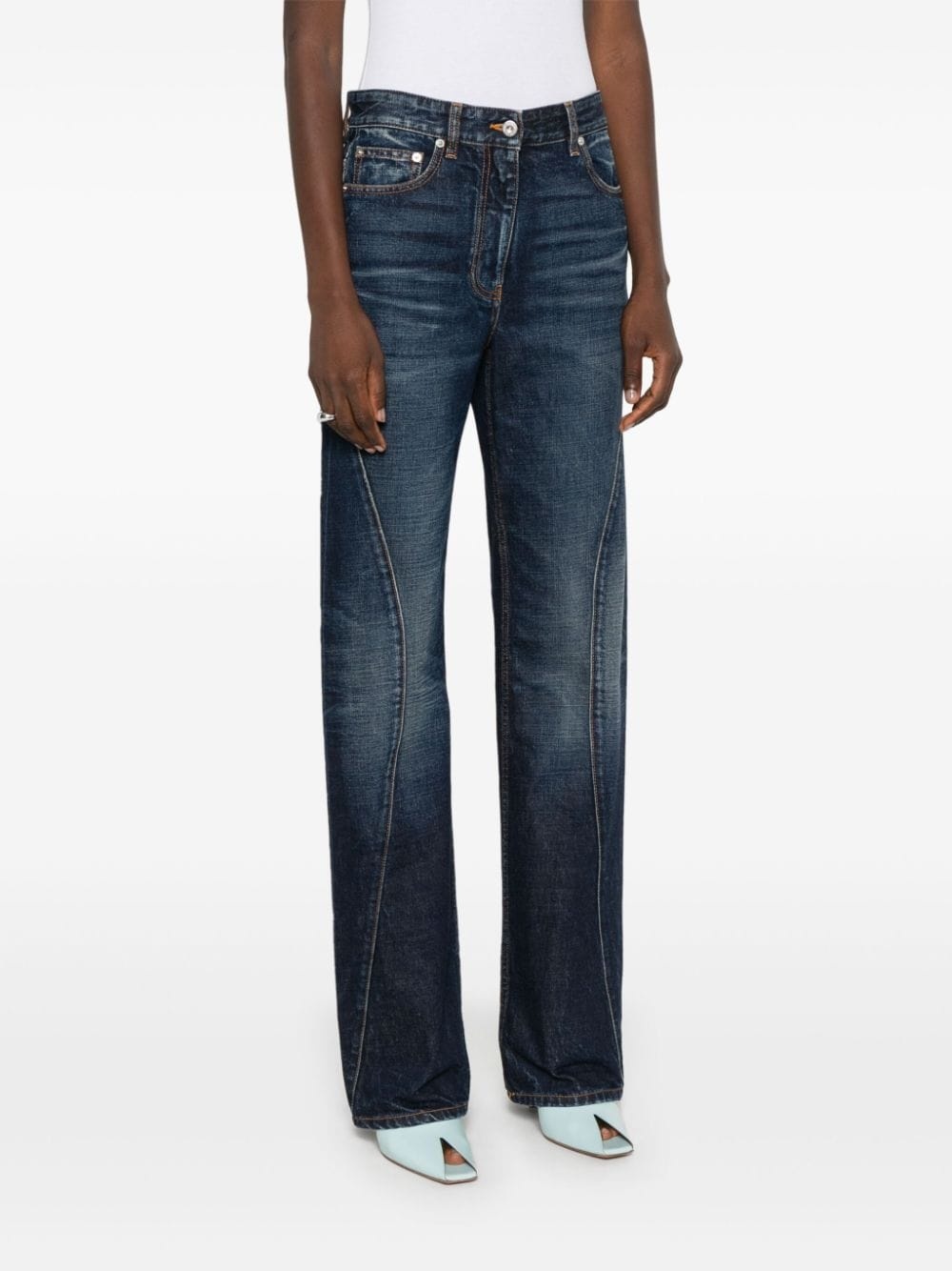 whiskered straight-leg jeans - 3