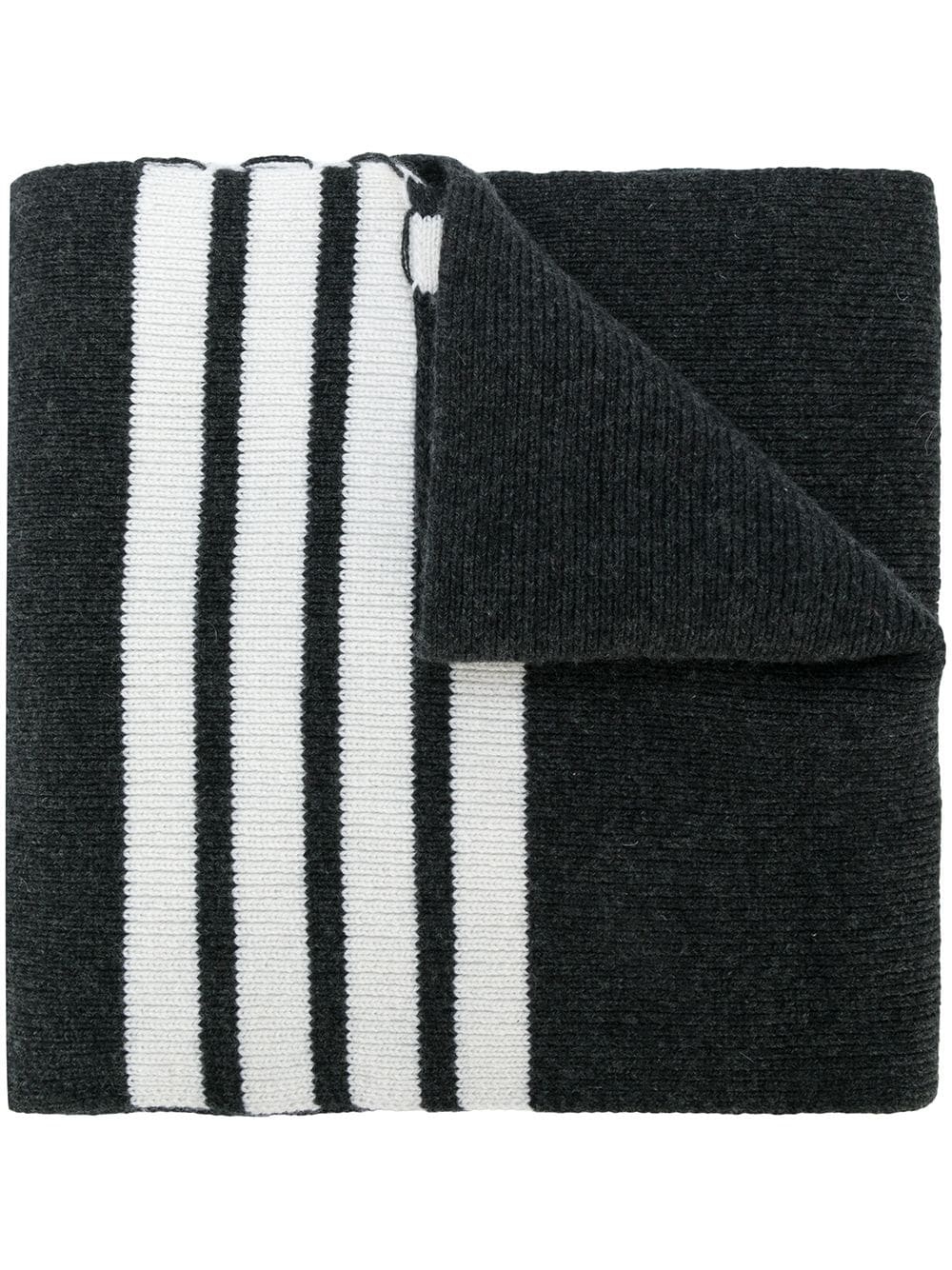 Full Needle Rib Scarf With White 4-Bar Stripe In Cashmere - 1