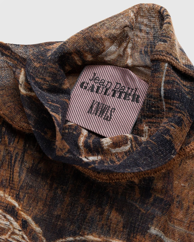 Jean Paul Gaultier – High Neck Longsleeve Printed Wood Top Brown/Ecru 5