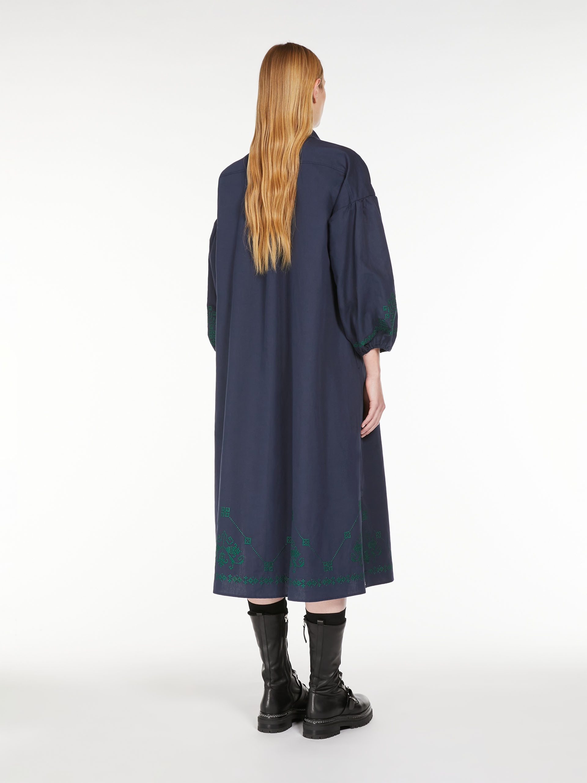 OSSOLA Cotton and linen shirt dress - 4
