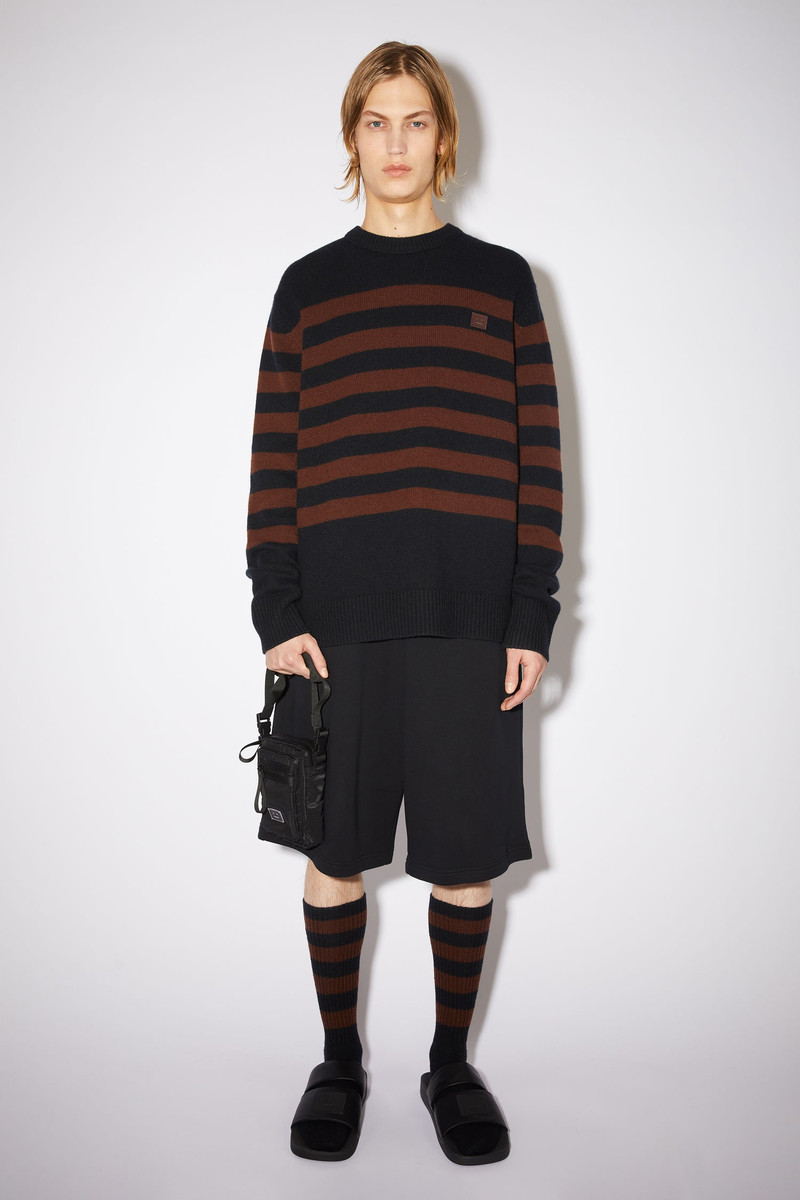 Striped wool socks - Black/brown 3
