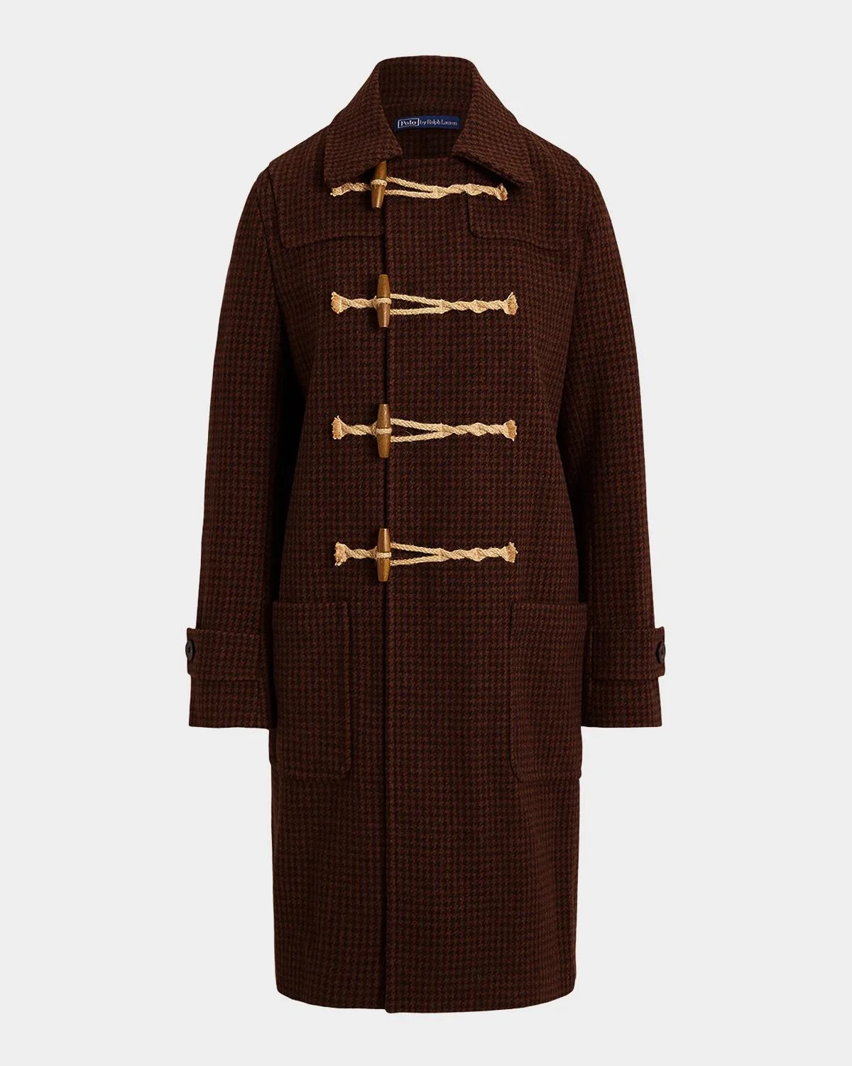 Houndstooth Wool Toggle Coat - 1