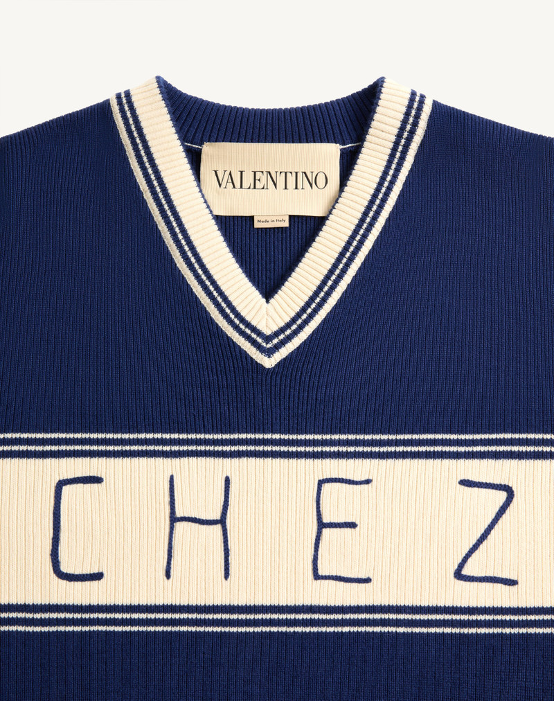WOOL AND COTTON SWEATER WITH CHEZ VALENTINO JACQUARD PATTERN 8
