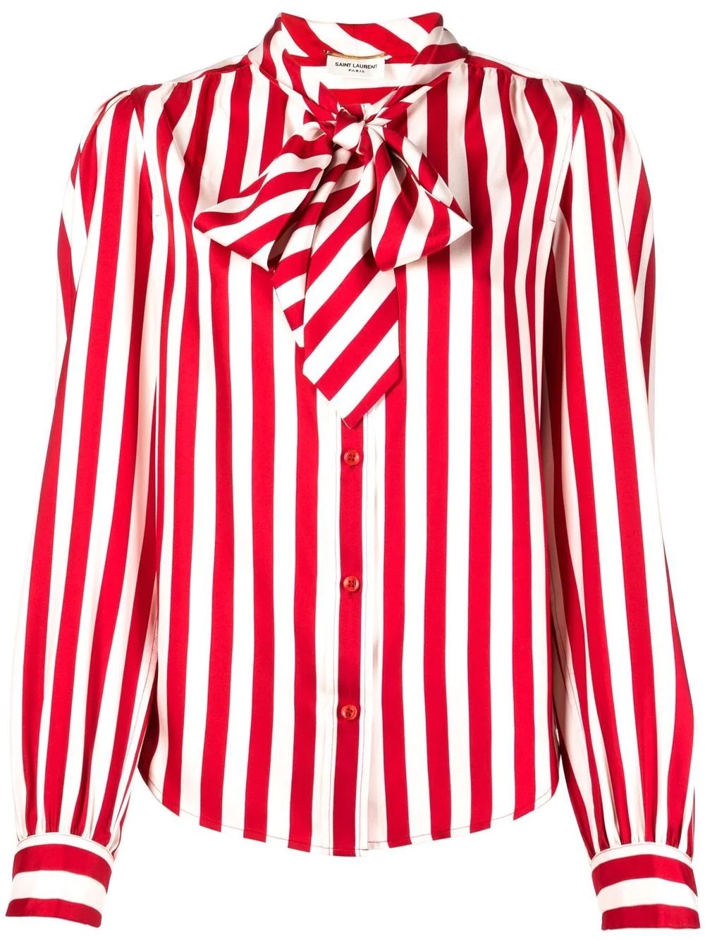 pussybow striped shirt - 1