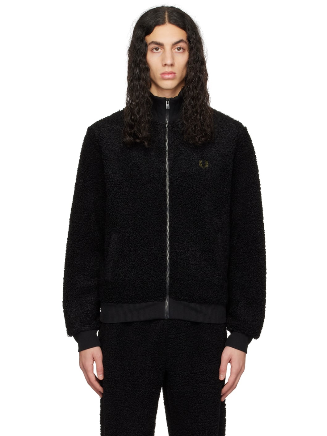 Black Embroidered Track Jacket - 1