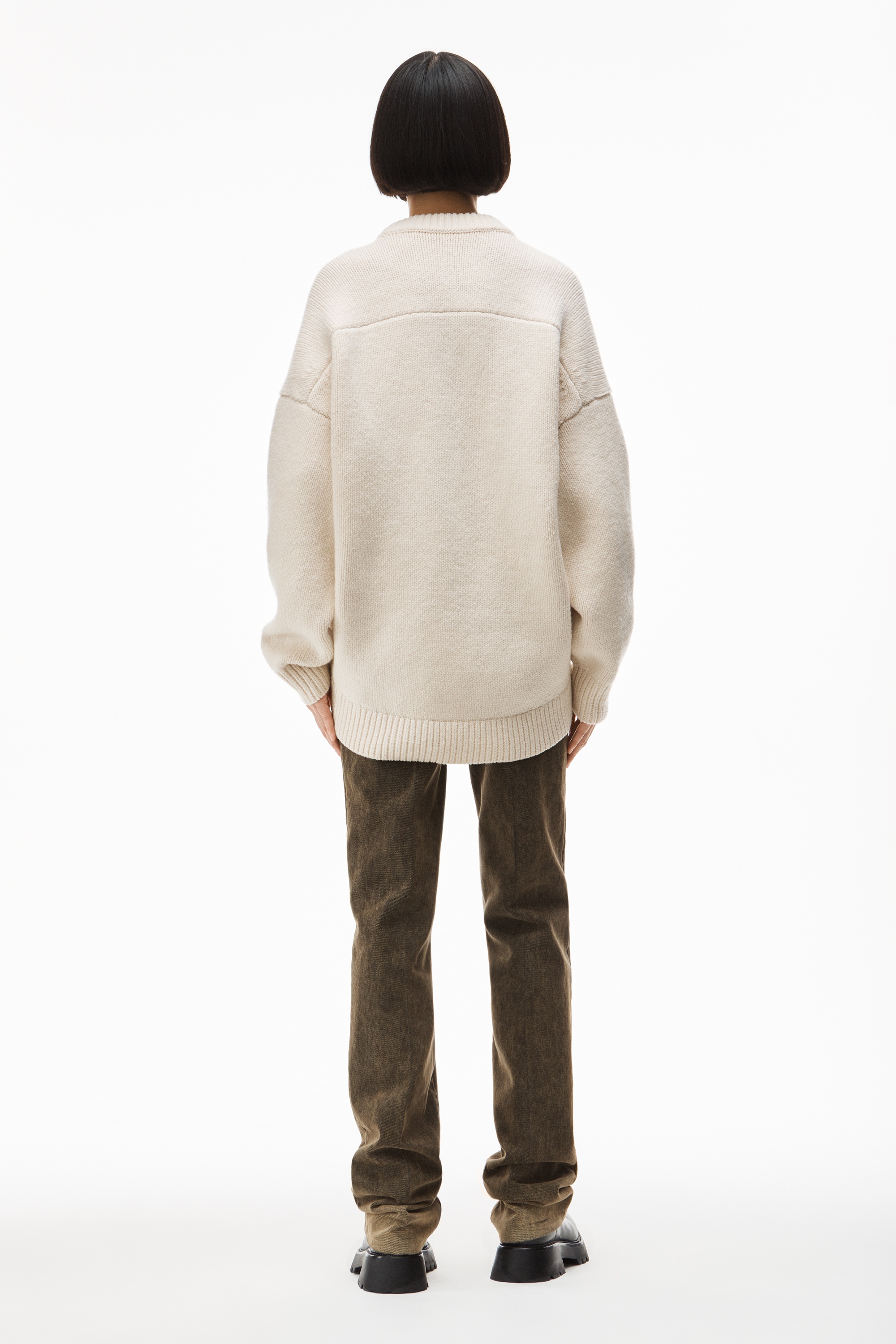 DRAPE BACK PULLOVER IN WOOL - 4