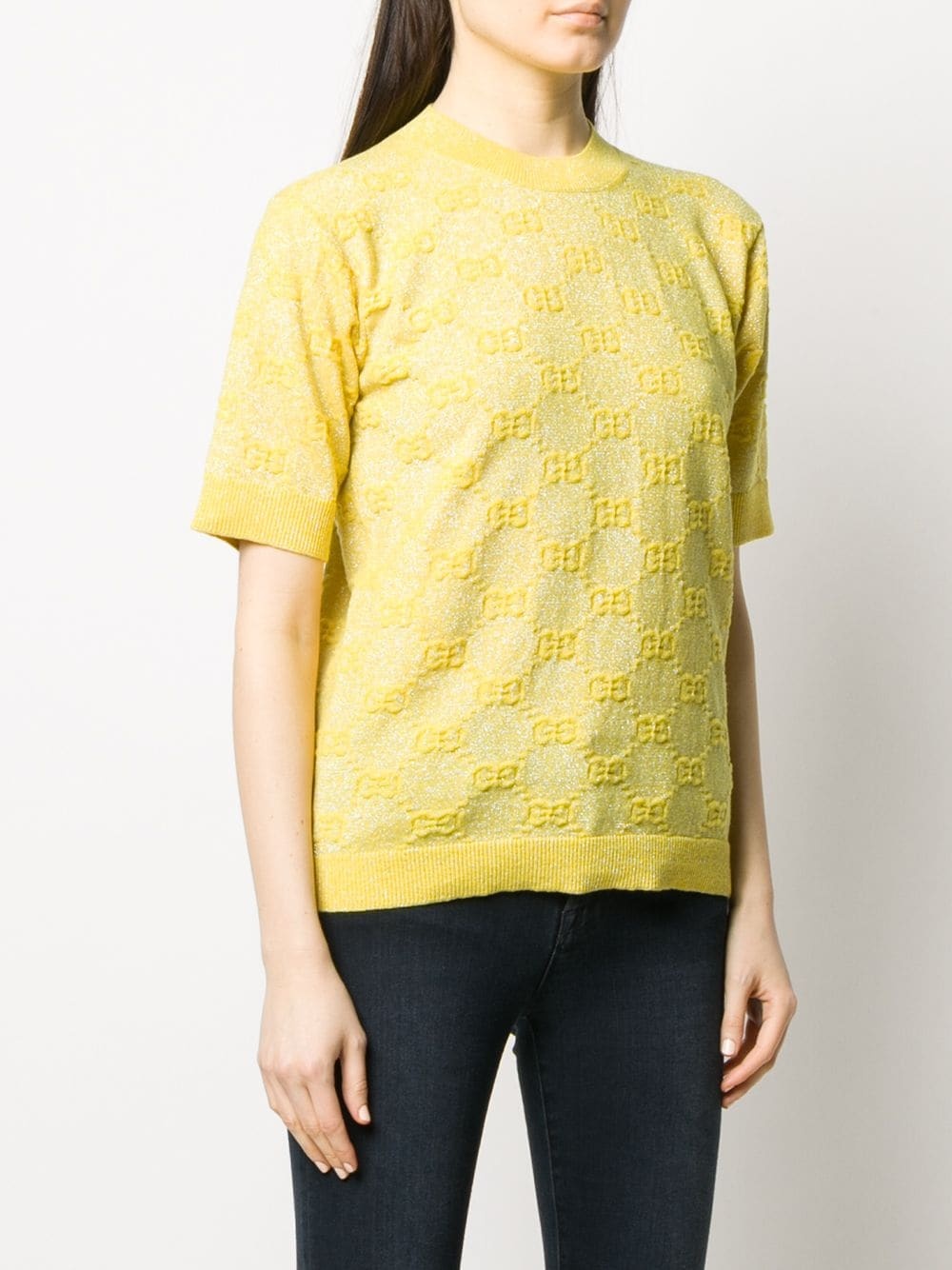 metallic knitted logo top - 3