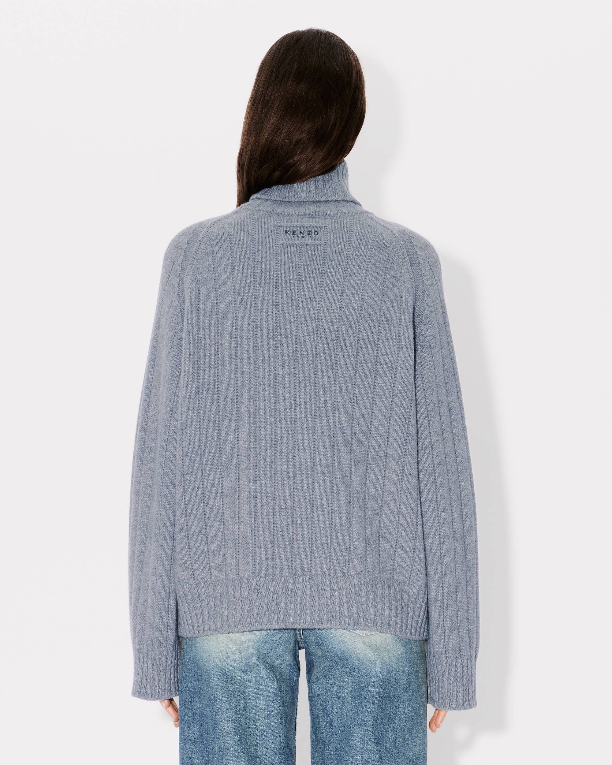 Oversized embroidered rib knit jumper in wool and cashmere - 4