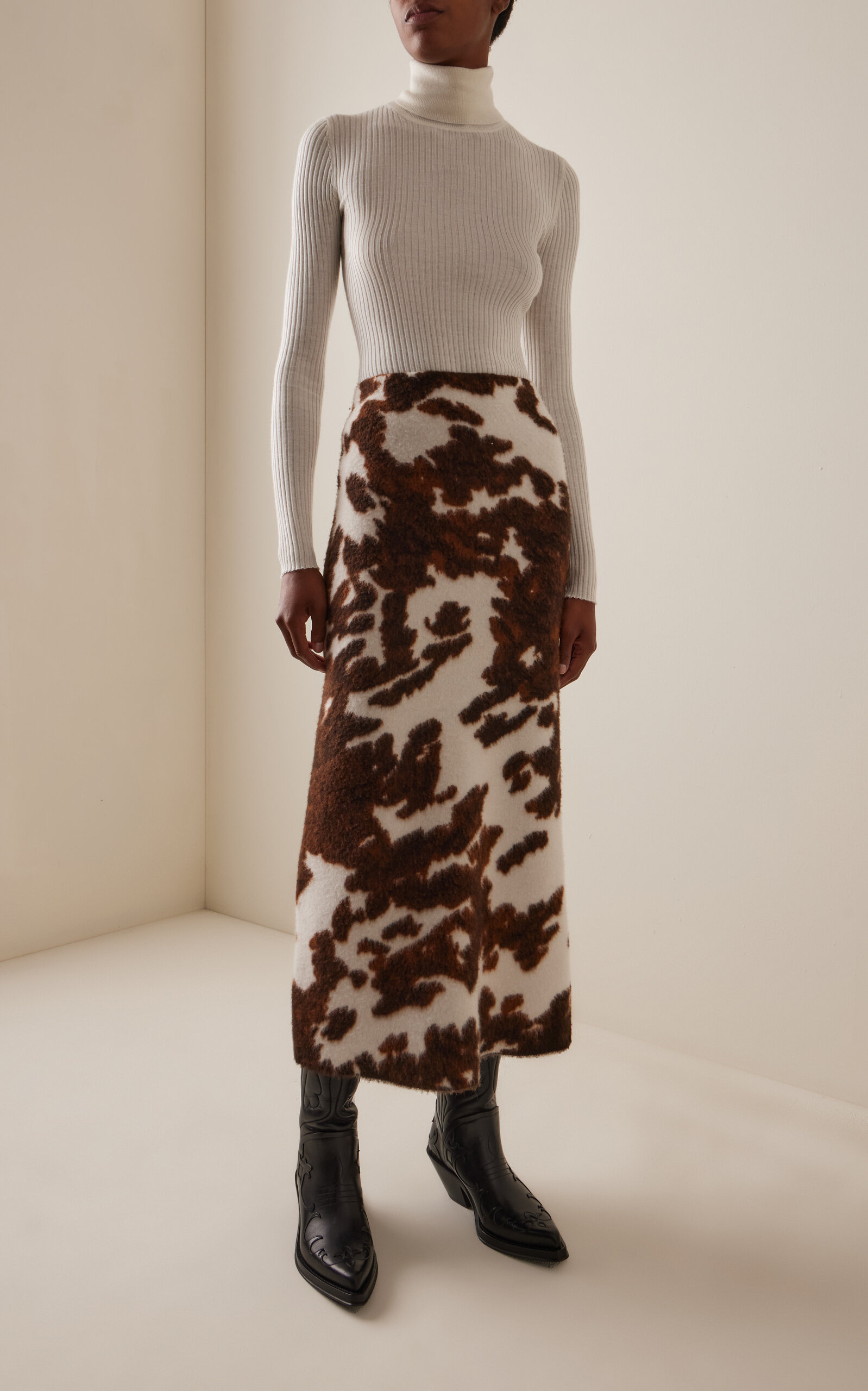 Peppe Ribbed Cashmere-Silk Turtleneck Top ivory - 2