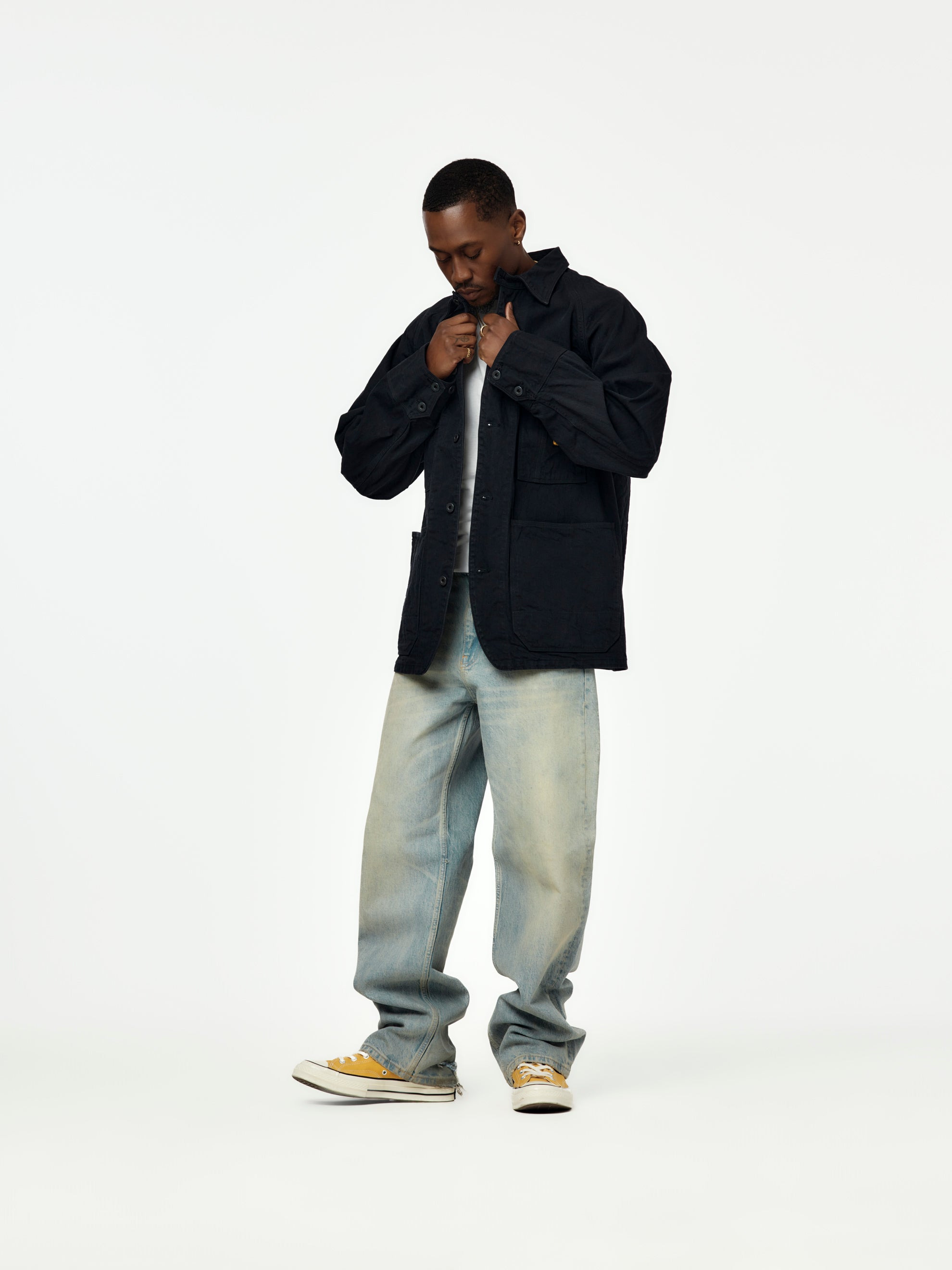 10OZ BLKXBLK DENIM CACTUS COVERALL - 4