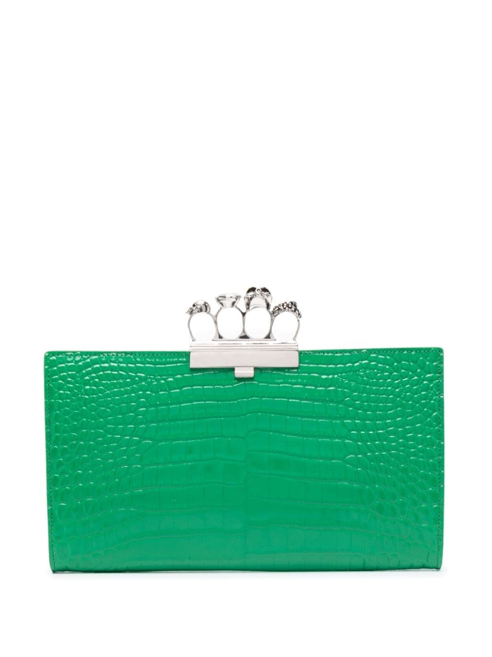 Jewelled crocodile-embossed clutch bag - 1