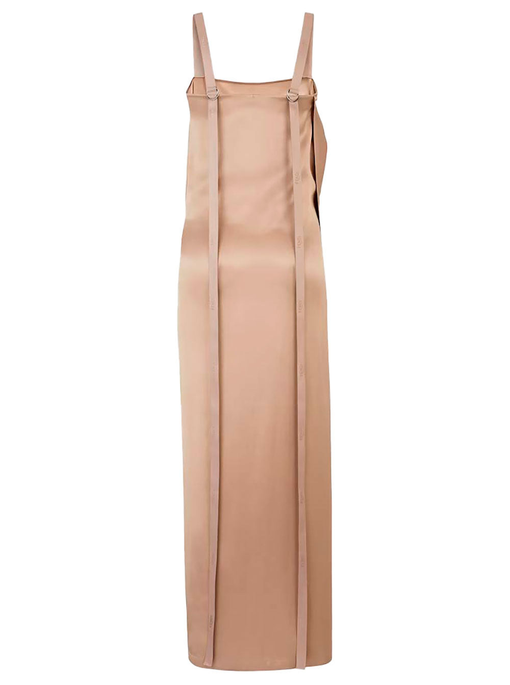 Fendi Women Long Beige Wrap Dress With Branded Ribbon In Silk Woman - 2