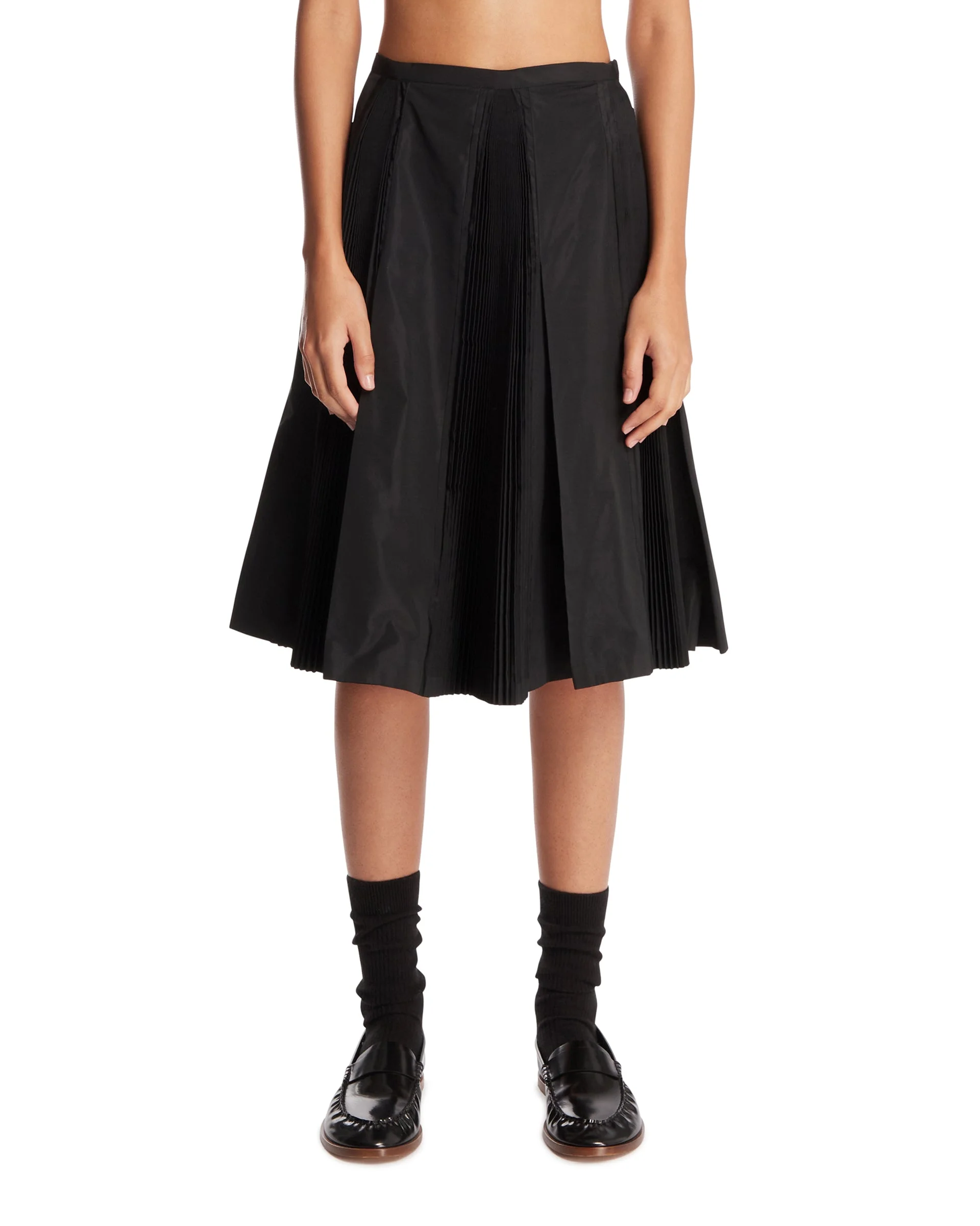 Black Pleated Midi Skirt - 1