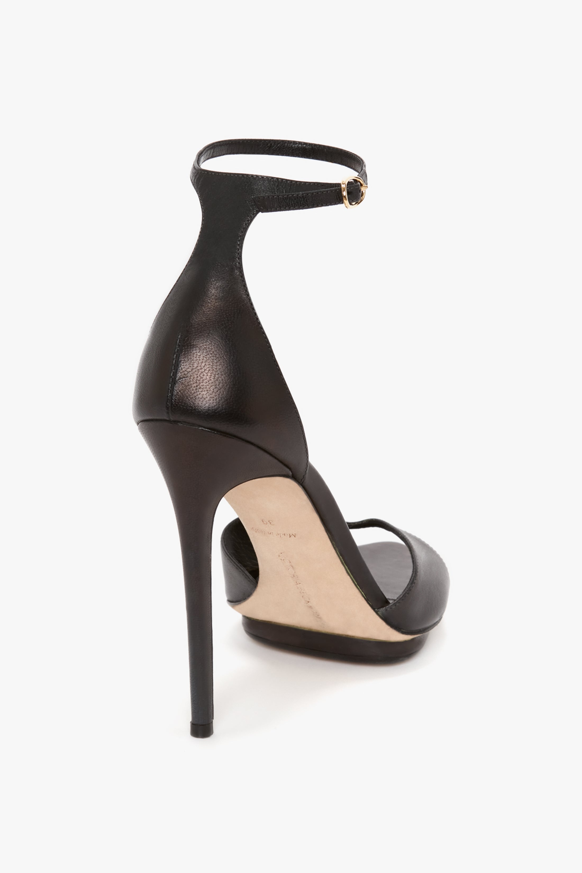 Pointy Toe Stiletto Sandal in Black Leather - 3