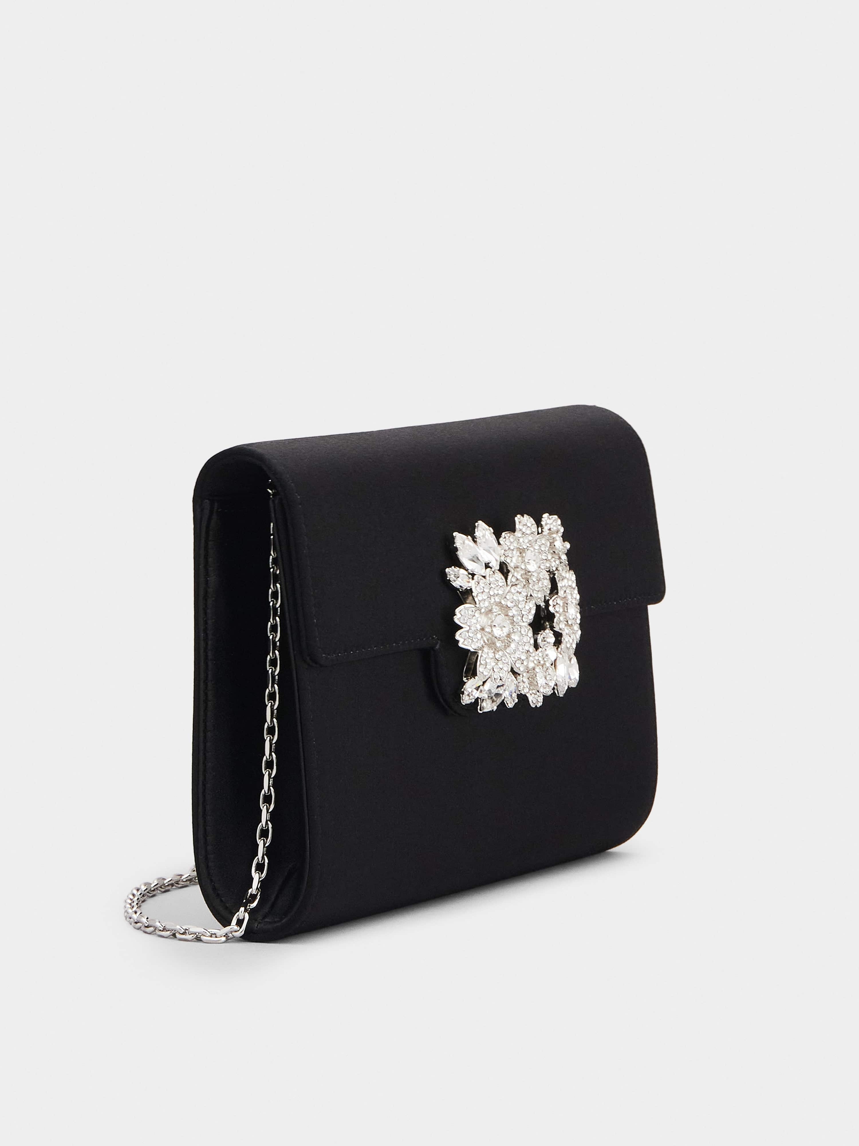 RV Bouquet Strass Buckle Mini Clutch Bag in Satin - 3