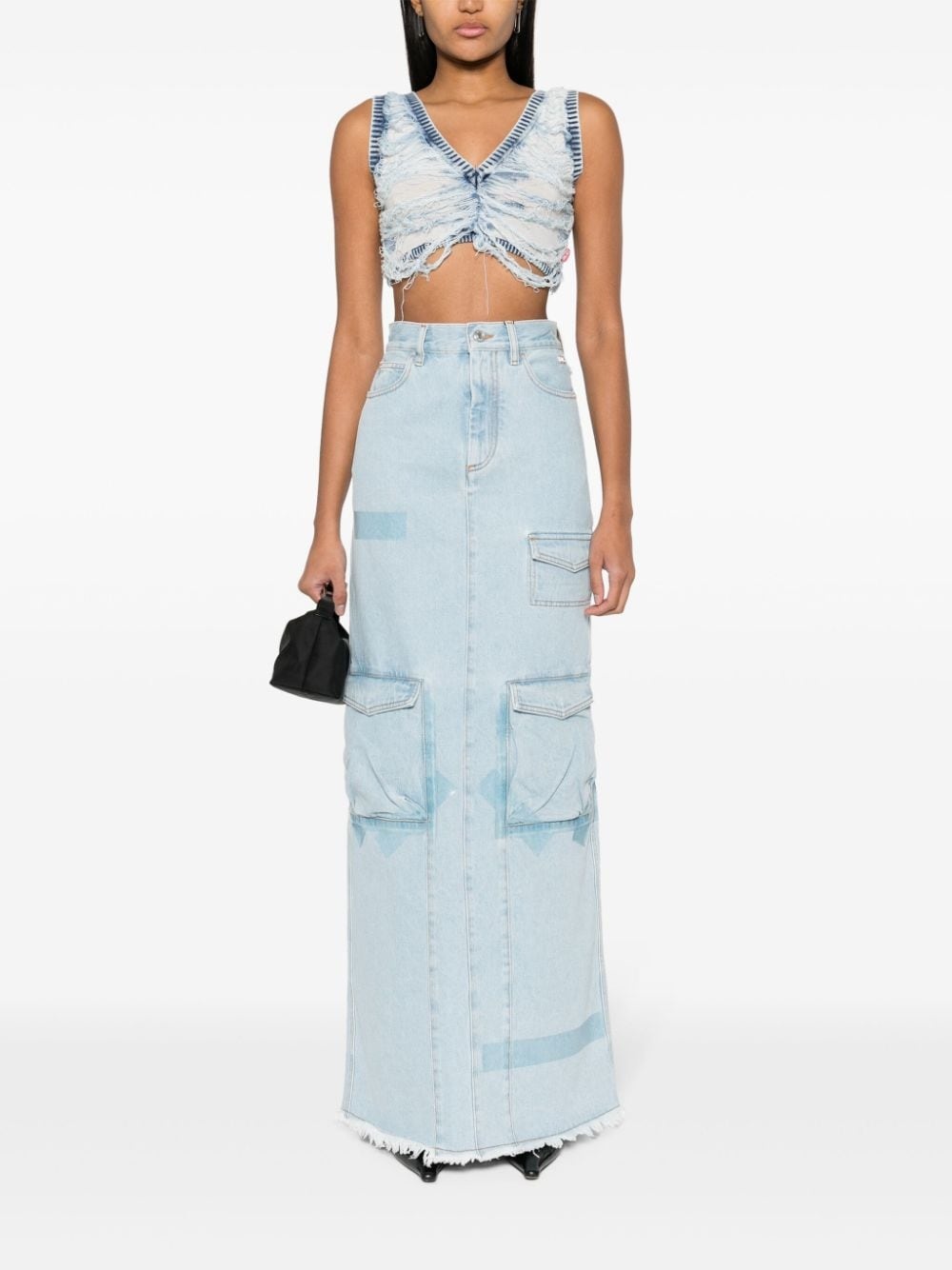 cargo denim skirt - 2