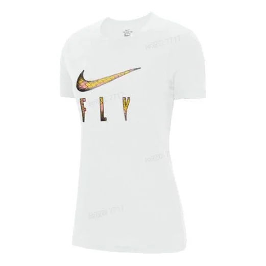 (WMNS) Nike Logo Printing Round Neck Pullover Short Sleeve White T-Shirt DN3049-100 - 1